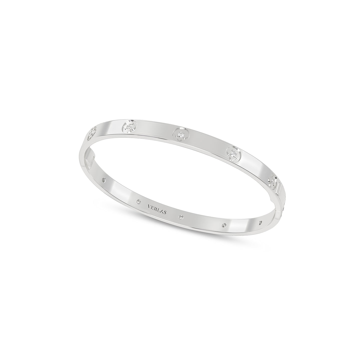 La Fleur 5mm 12-Diamonds Round Bangle