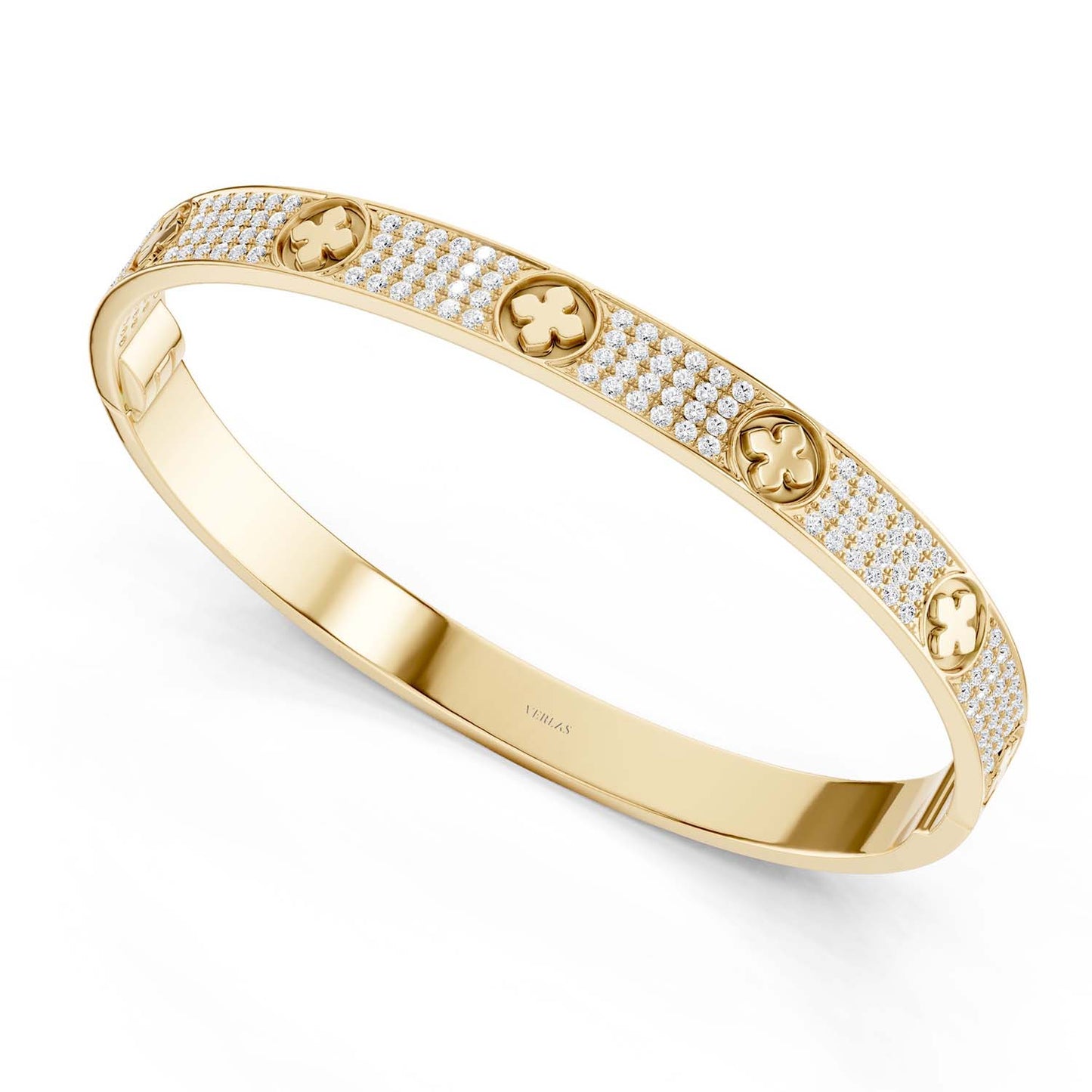 La Fleur 4-Diamond Rows Round Bangle