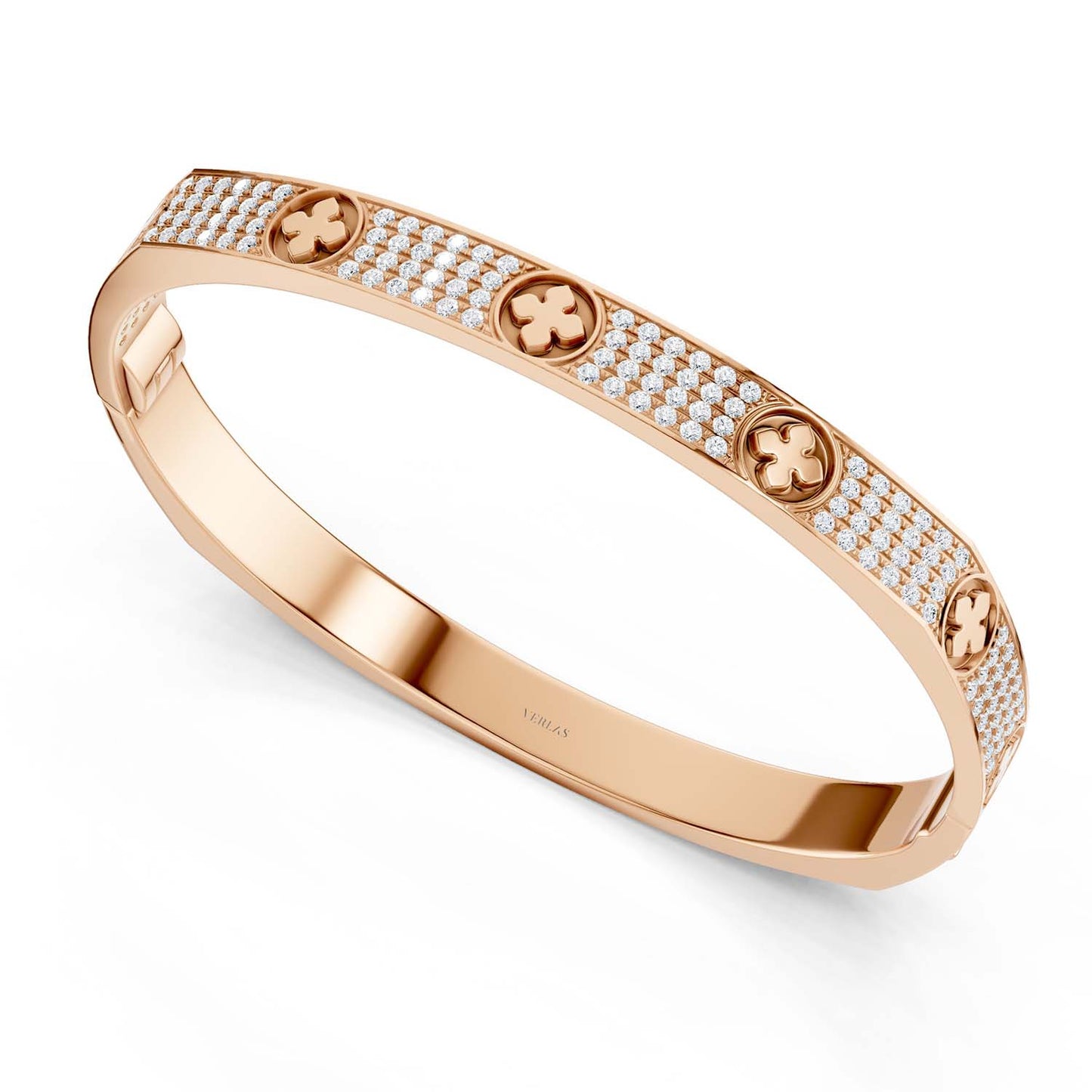 La Fleur 4-Diamond Rows Square Bangle