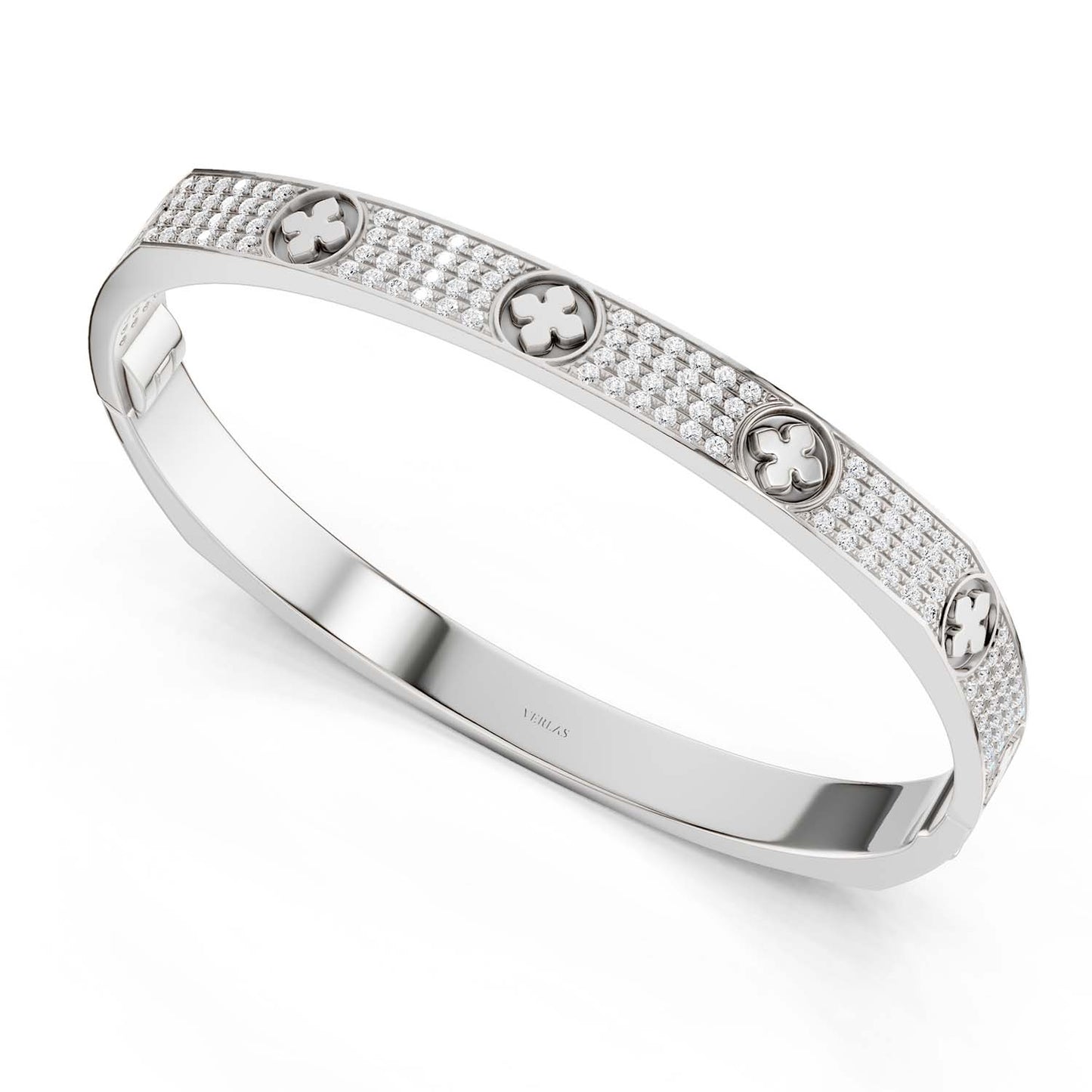 La Fleur 4-Diamond Rows Square Bangle