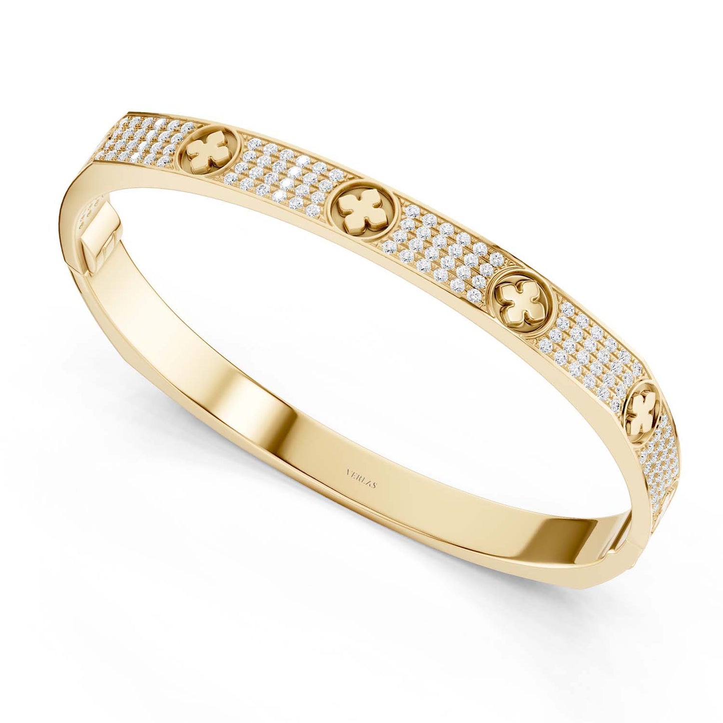 La Fleur 4-Diamond Rows Square Bangle