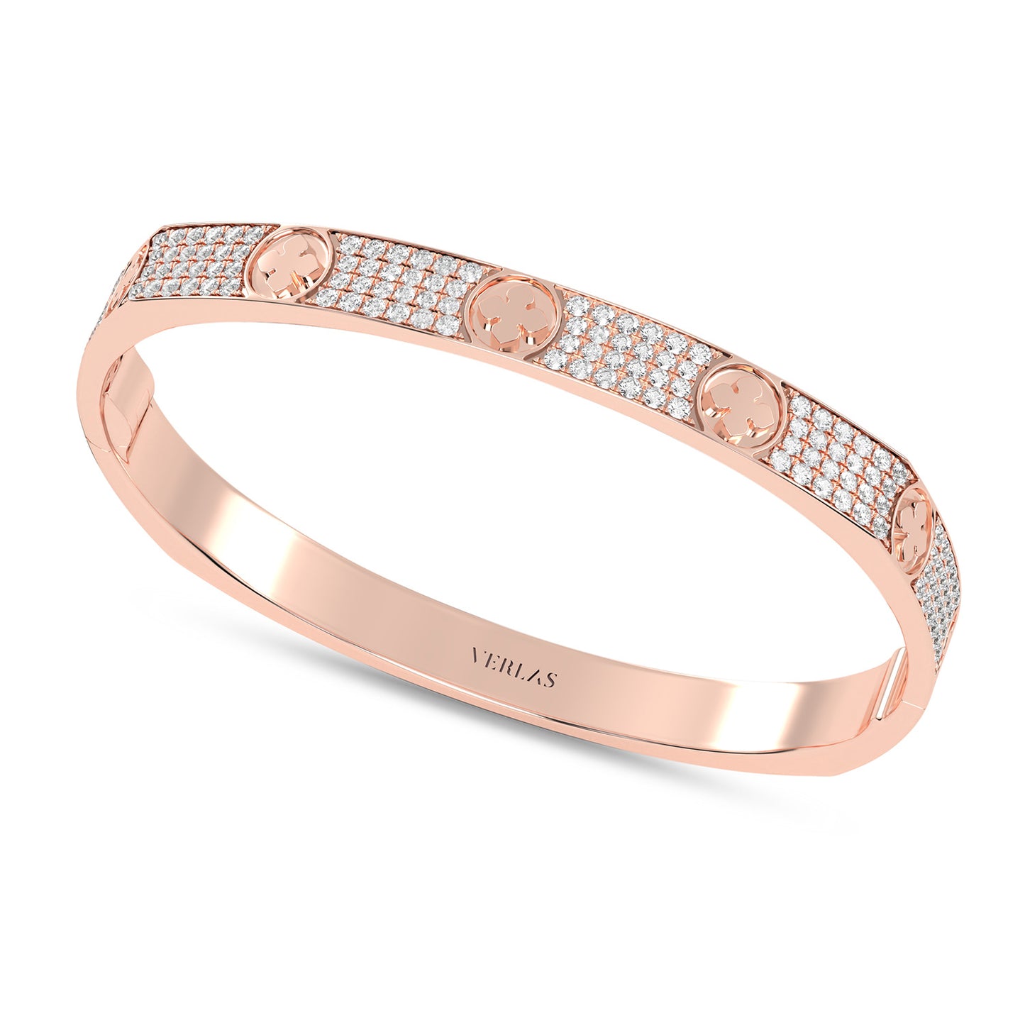 La Fleur 4-Diamond Rows Square Bangle