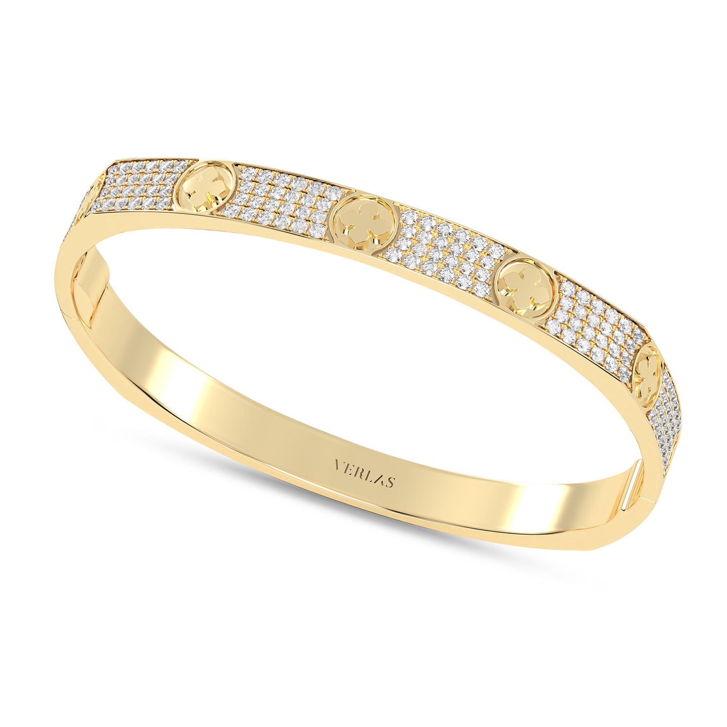 La Fleur 4-Diamond Rows Square Bangle