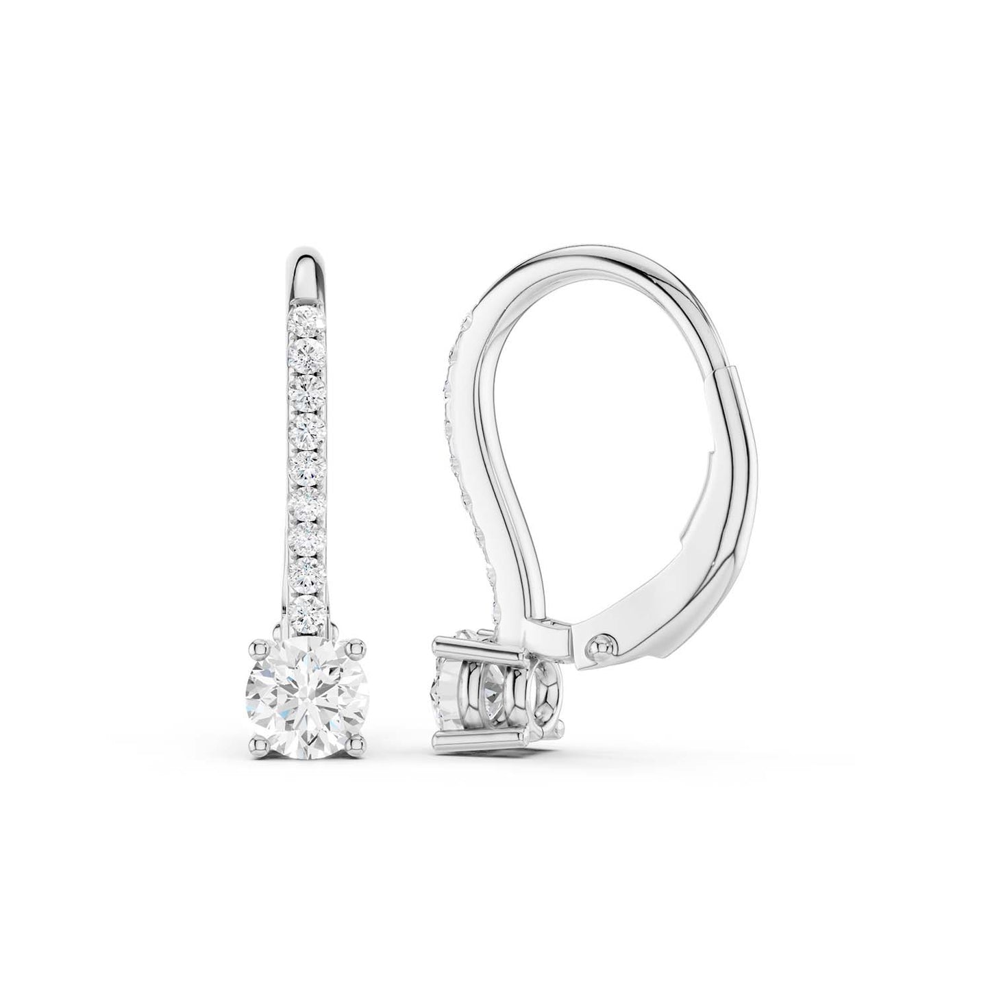 Round Solitaire Drop Earrings