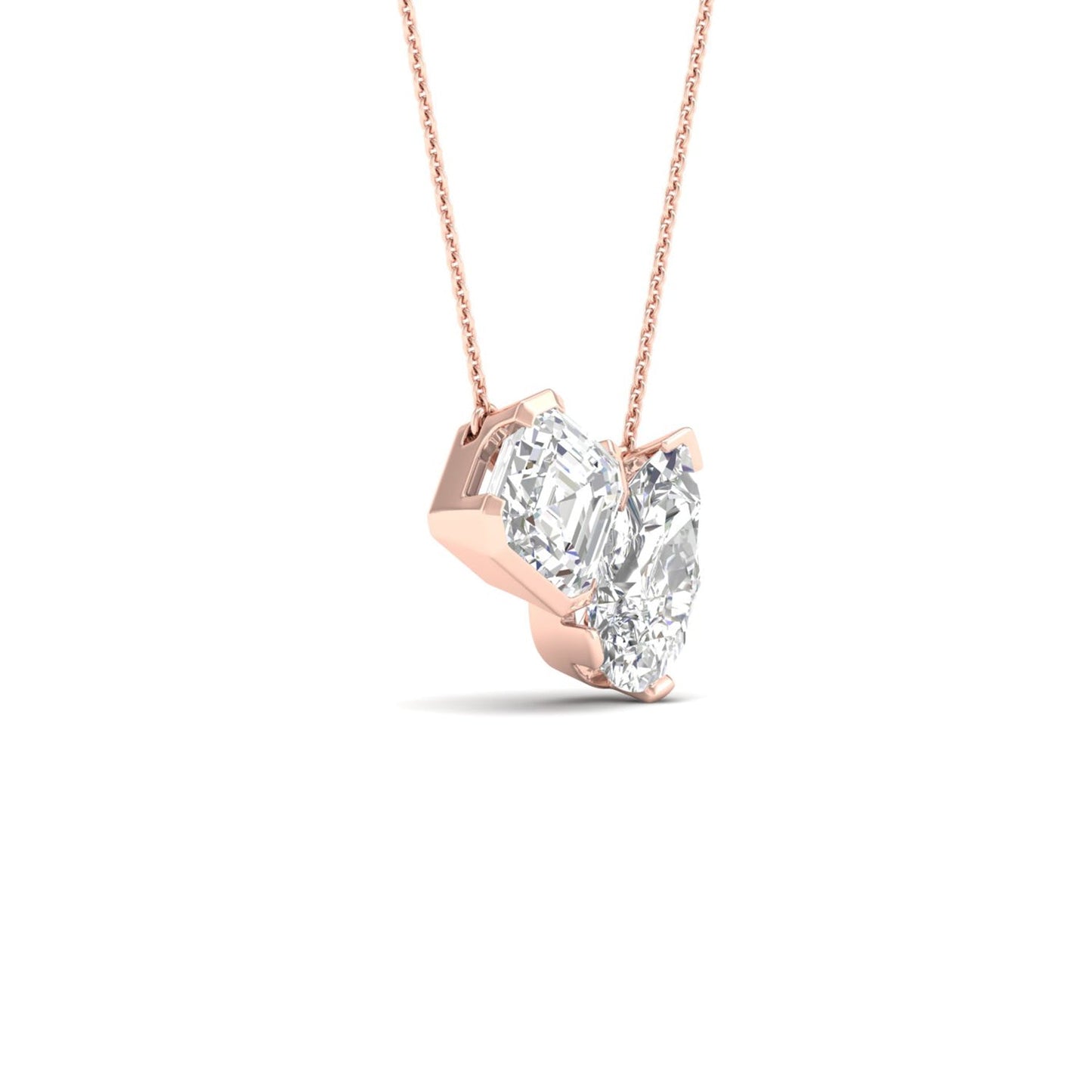 Cushion Pear Diamond Two-Stone Necklace