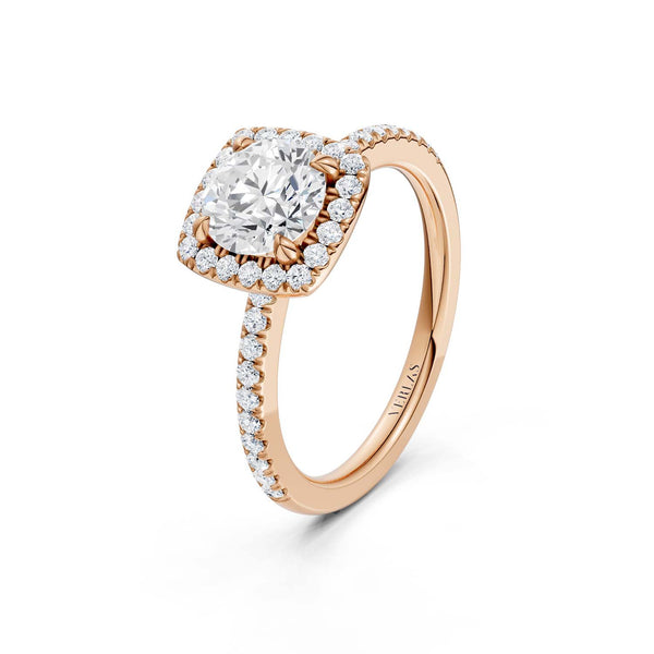 Luxe Round Center Princess Halo Ring