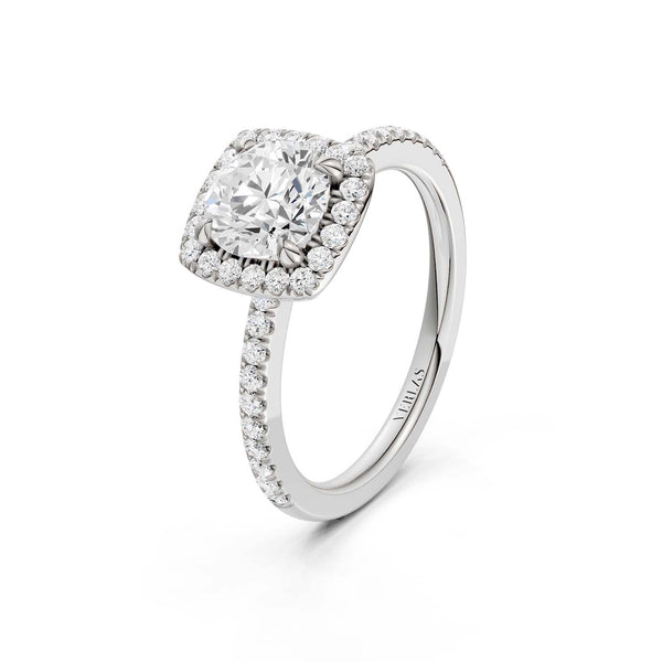 Luxe Round Center Princess Halo Ring