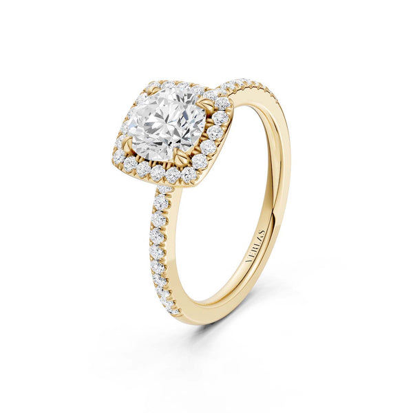 Luxe Round Center Princess Halo Ring