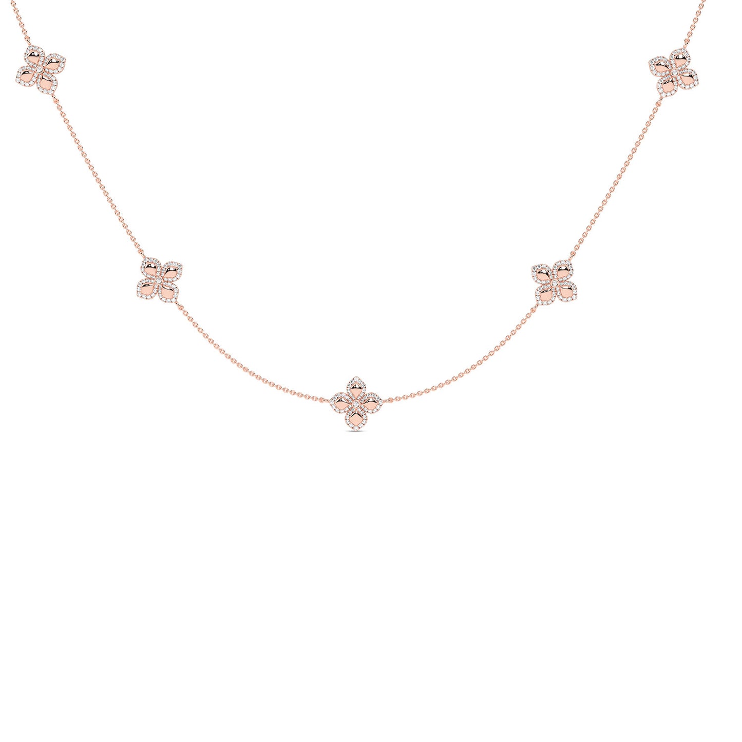 La Fleur Petite Diamond Contour Stationed Necklace