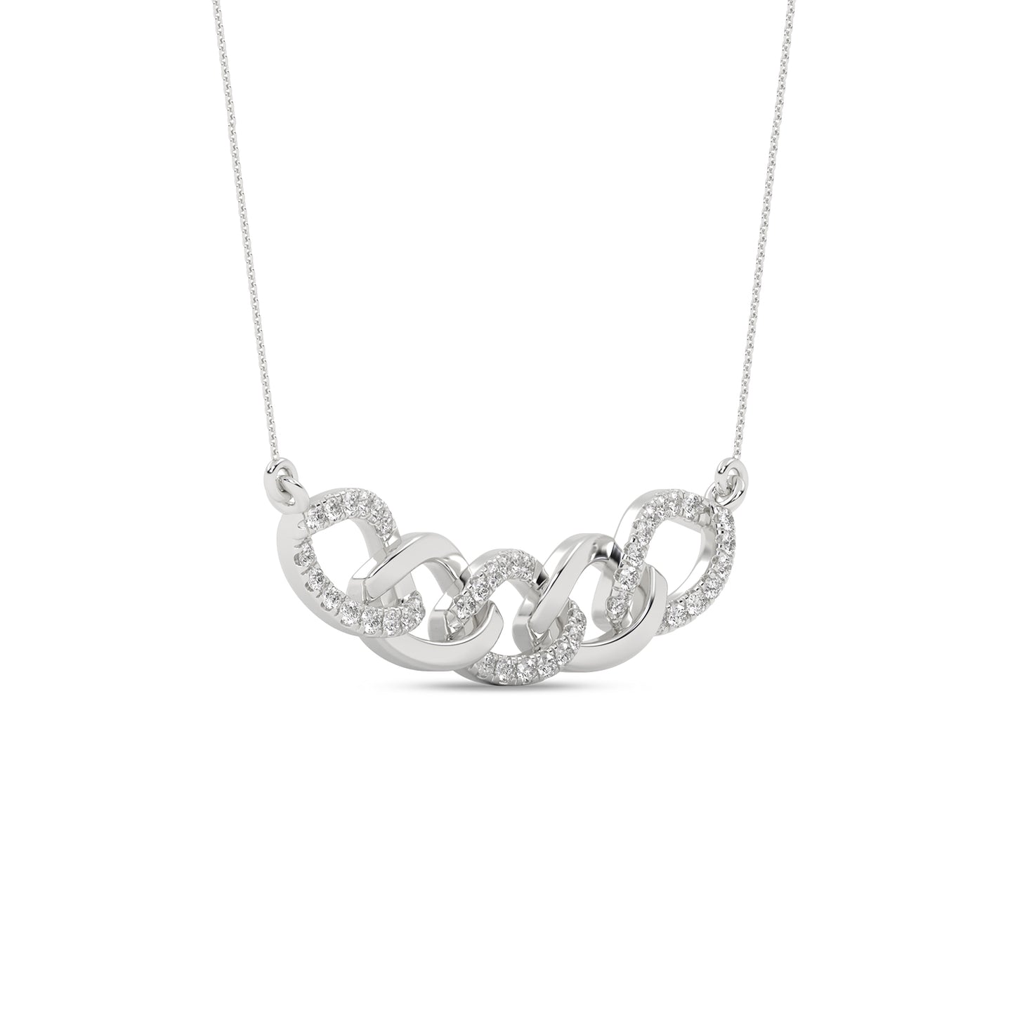 Alternating Diamond Cascade Link Necklace