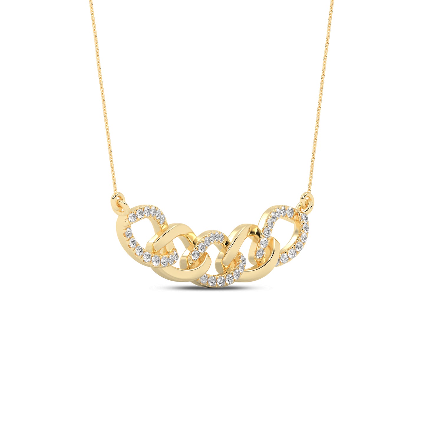 Alternating Diamond Cascade Link Necklace