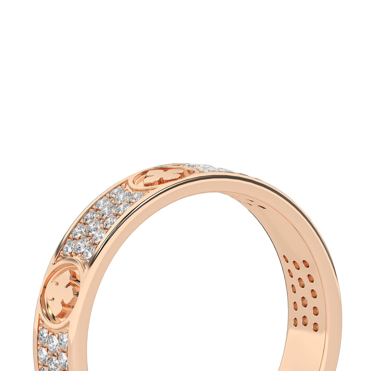 La Fleur 4mm 4-Diamond Rows Round Band