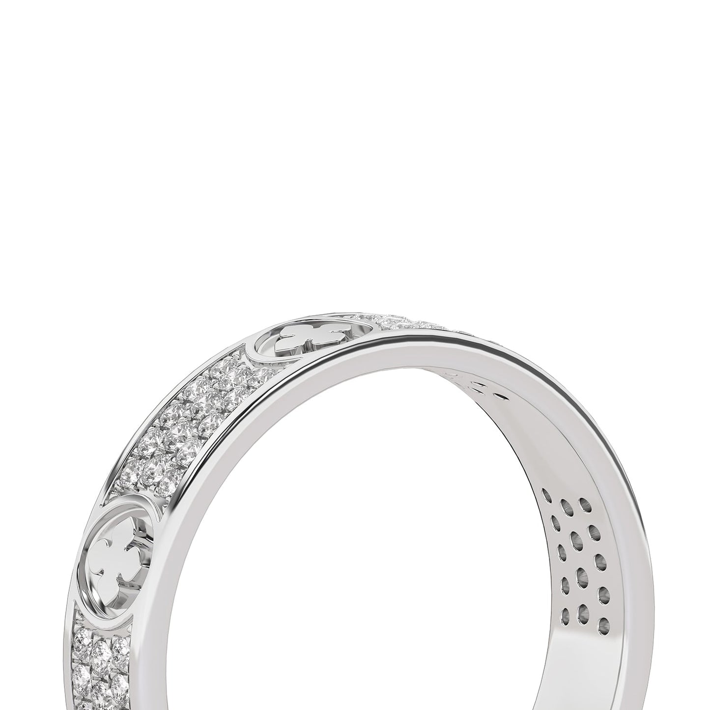 La Fleur 4mm 4-Diamond Rows Round Band