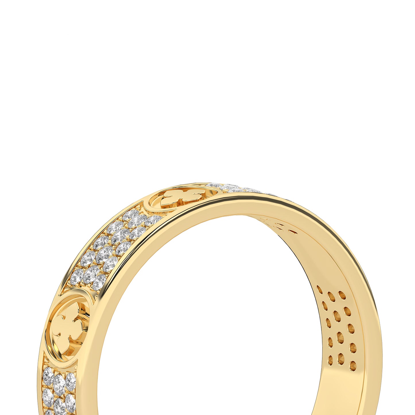 La Fleur 4mm 4-Diamond Rows Round Band