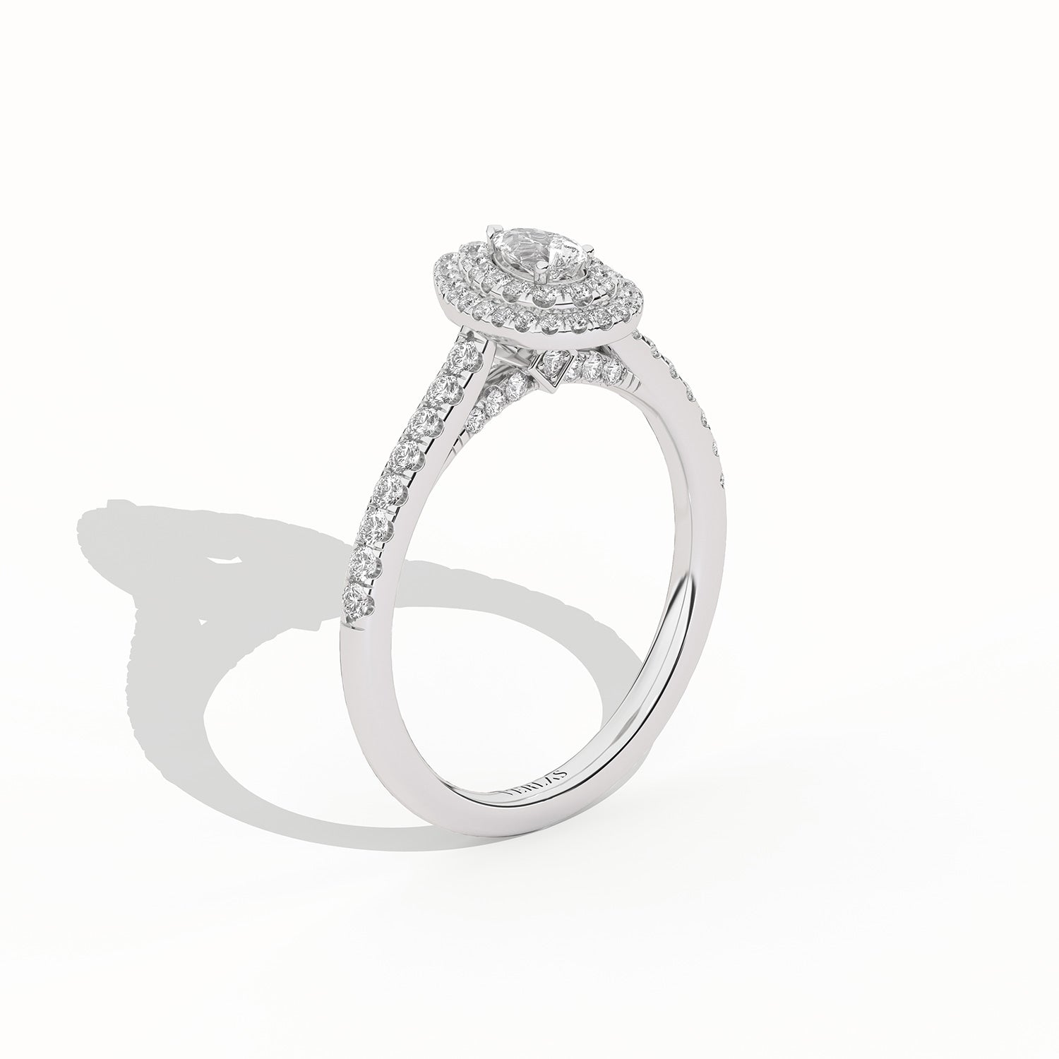 Signature Dewdrop Double halo Ring_Product Angle_1/2-2