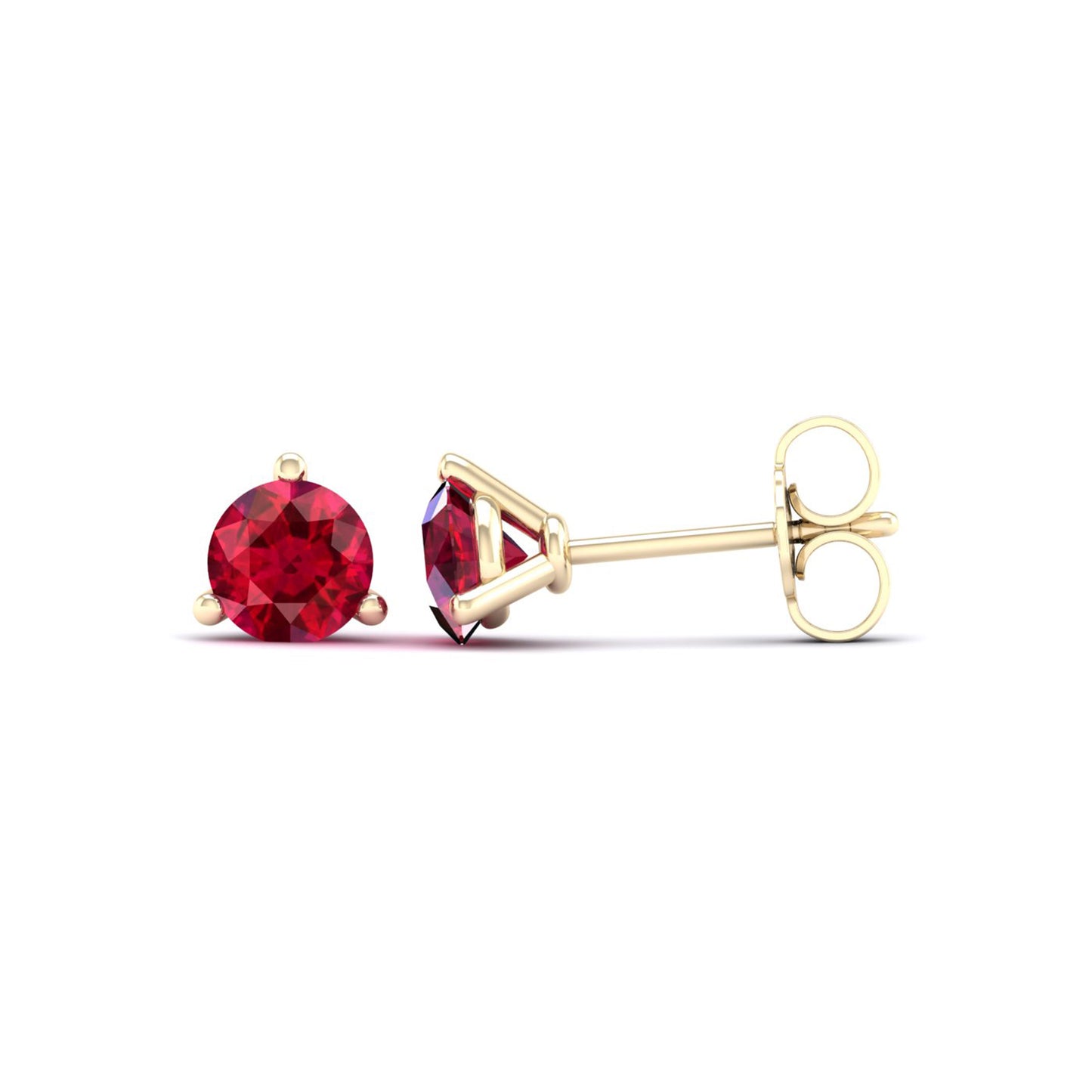 3-Prong Gemstone Round Solitaire Studs_Product Angle_RU - 5mm - 2