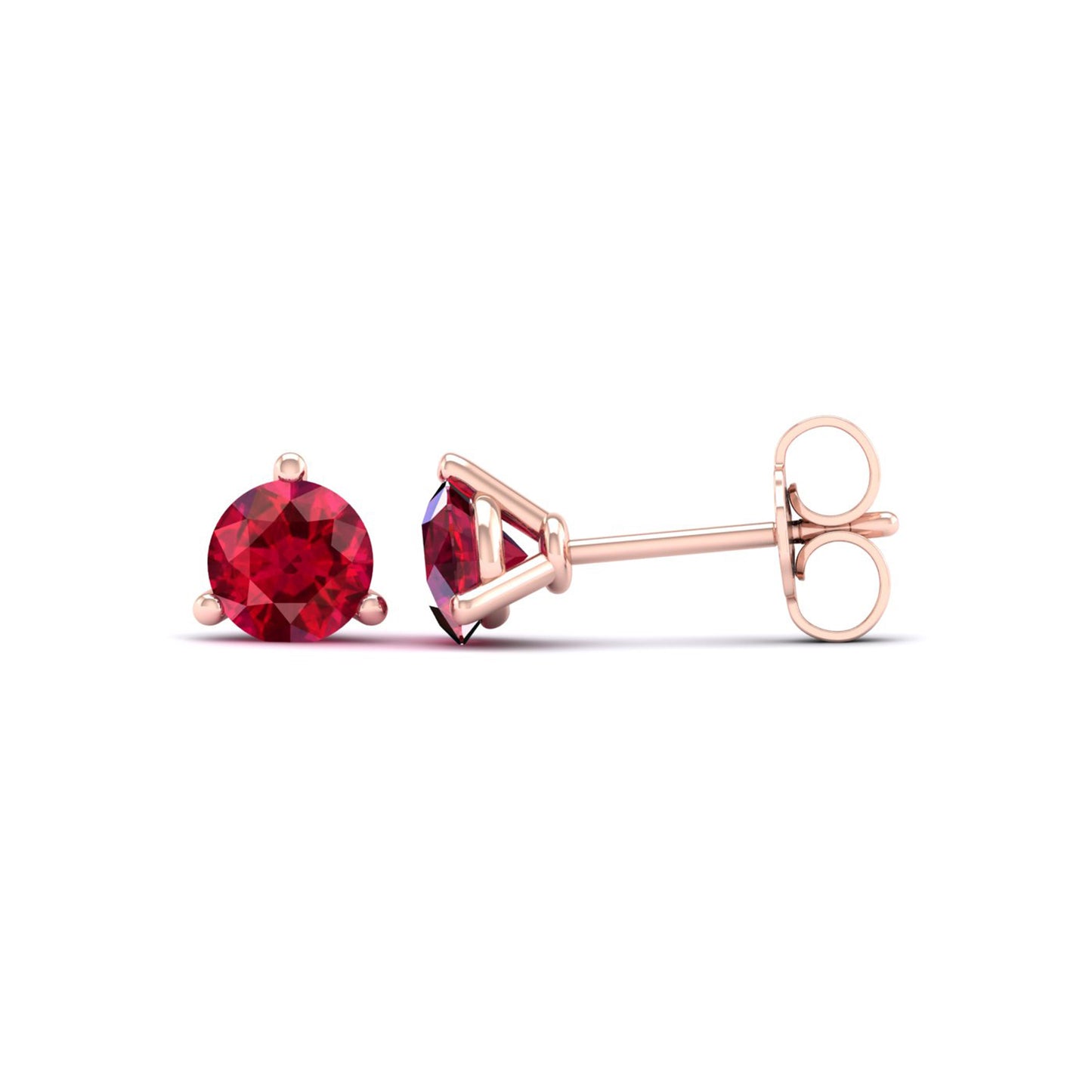 3-Prong Gemstone Round Solitaire Studs_Product Angle_RU - 5mm - 1