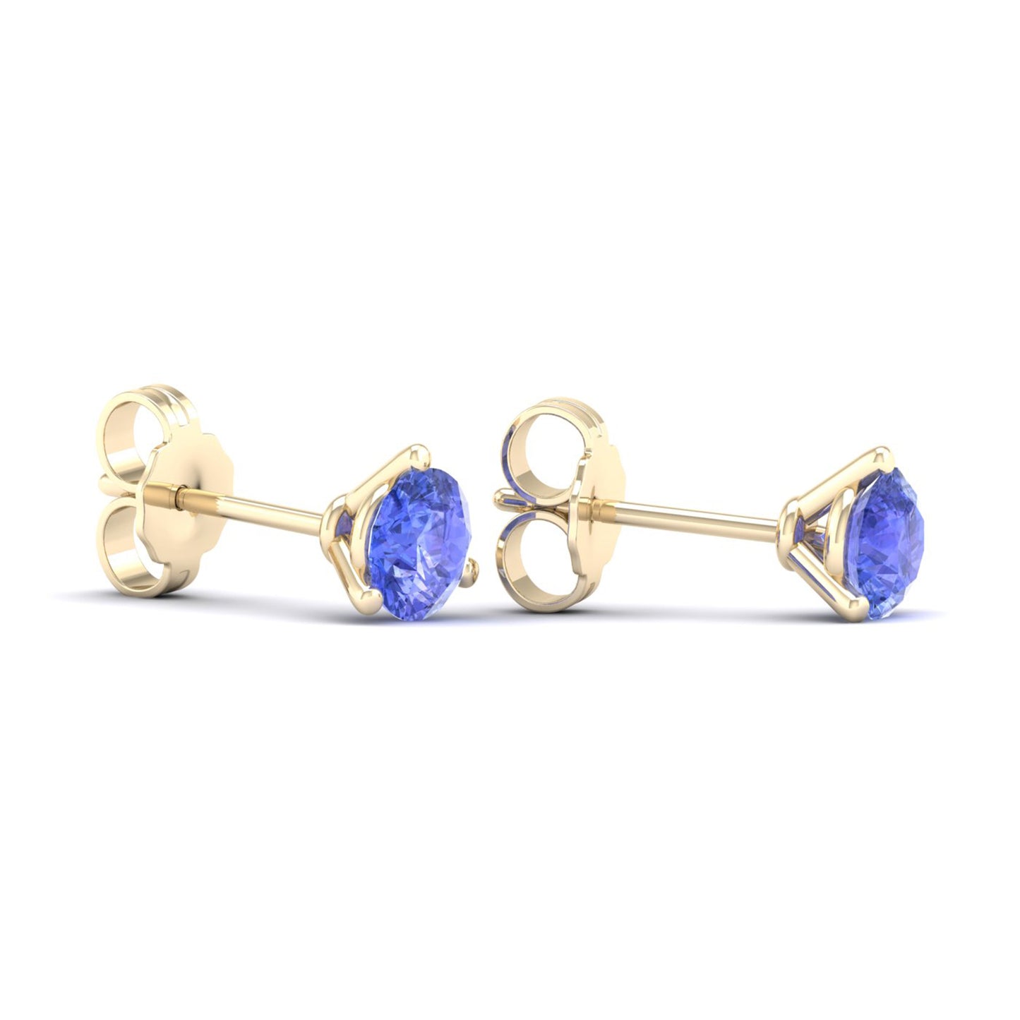 3-Prong Gemstone Round Solitaire Studs_Product Angle_TZ - 5mm - 1