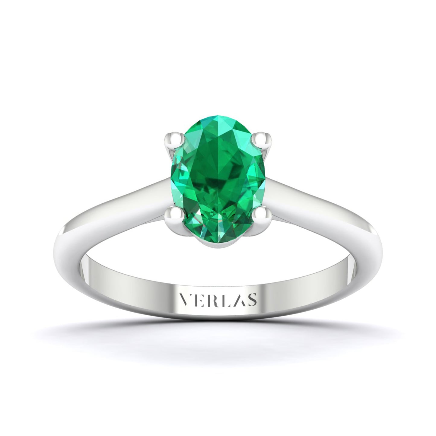 Ellipse Gemstone Chalice Ring_Product Angle_Emerald - 1