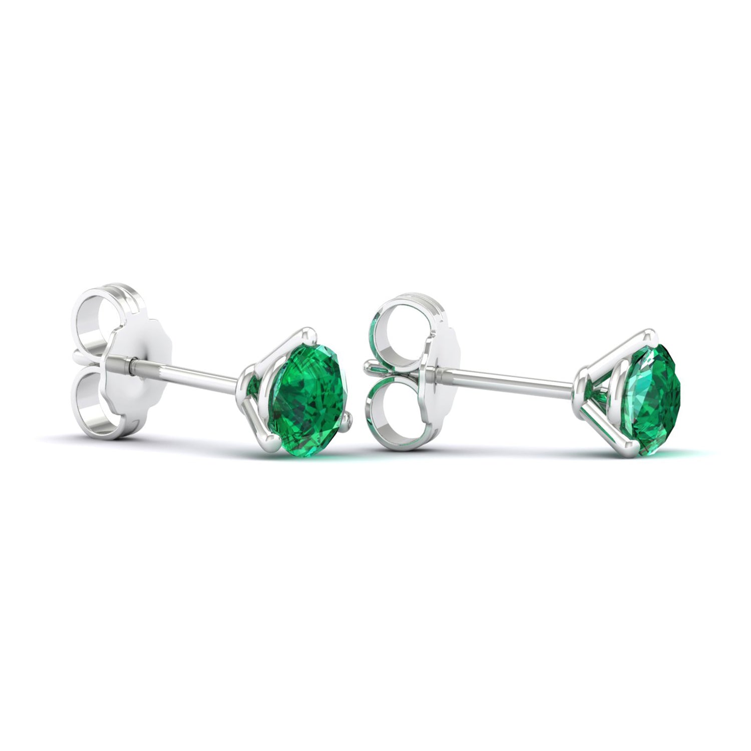 3-Prong Gemstone Round Solitaire Studs_Product Angle_EM - 5mm - 2