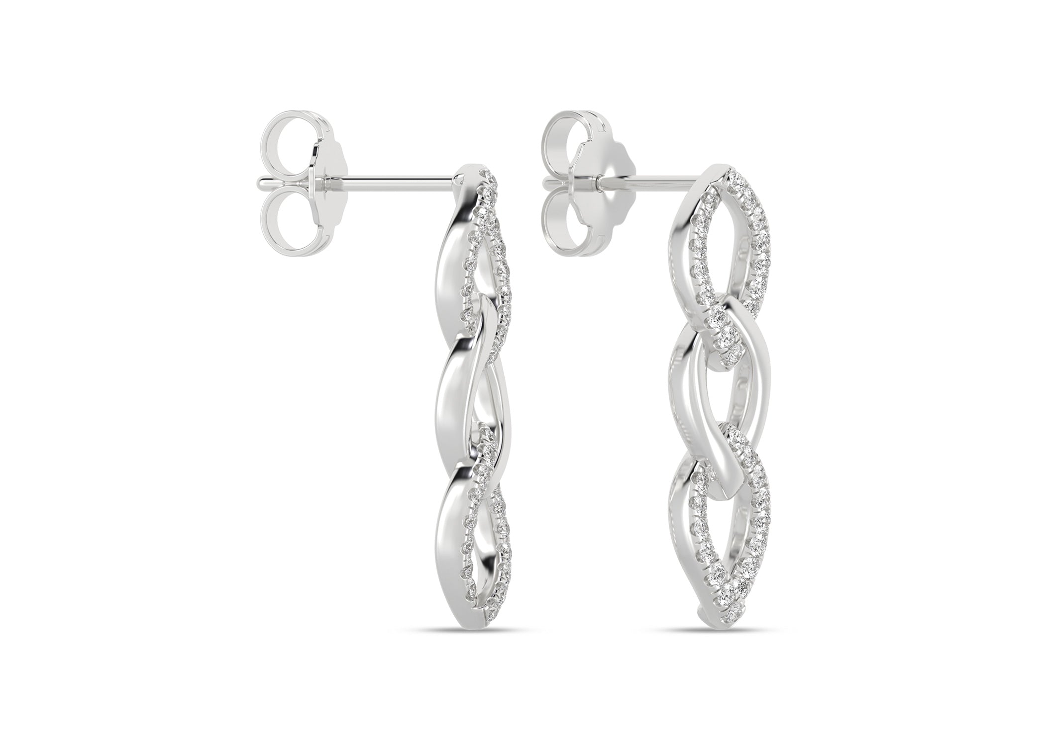 Alternating Cascading Diamond 3-Link Earrings - Earring 