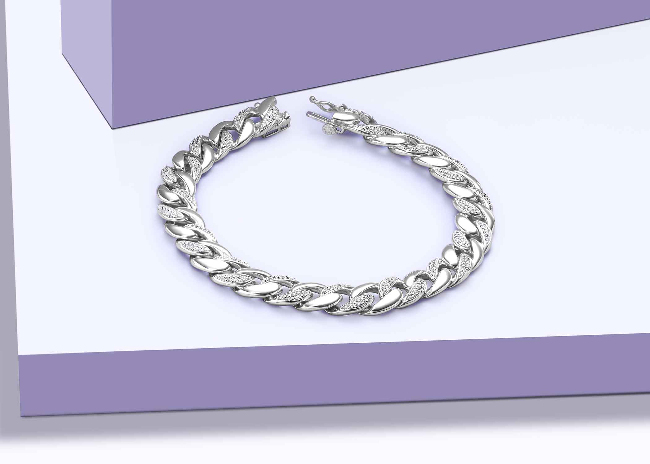 Alternating Diamond Cuban Link Bracelet - Bracelet 
