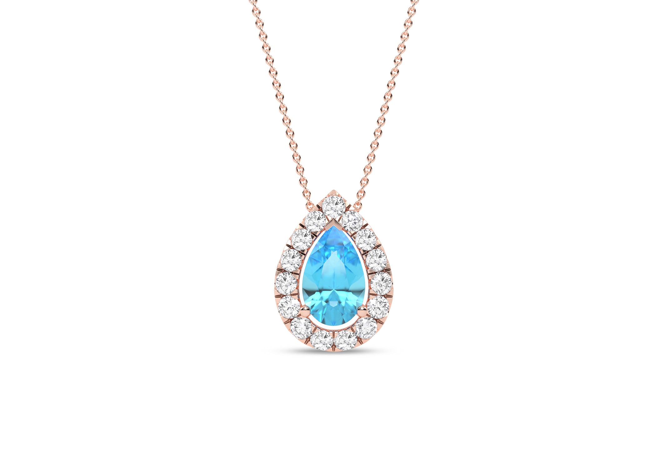 Dewdrop Gemstone Diamond Halo Peeking Necklace - Necklace 