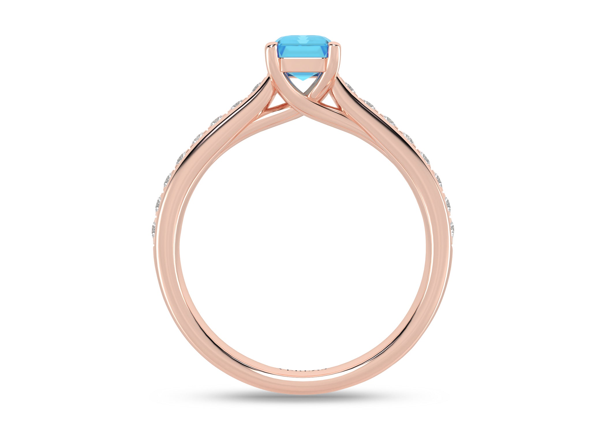 Gemstone Trailing Diamonds Emerald Ring - Ring 
