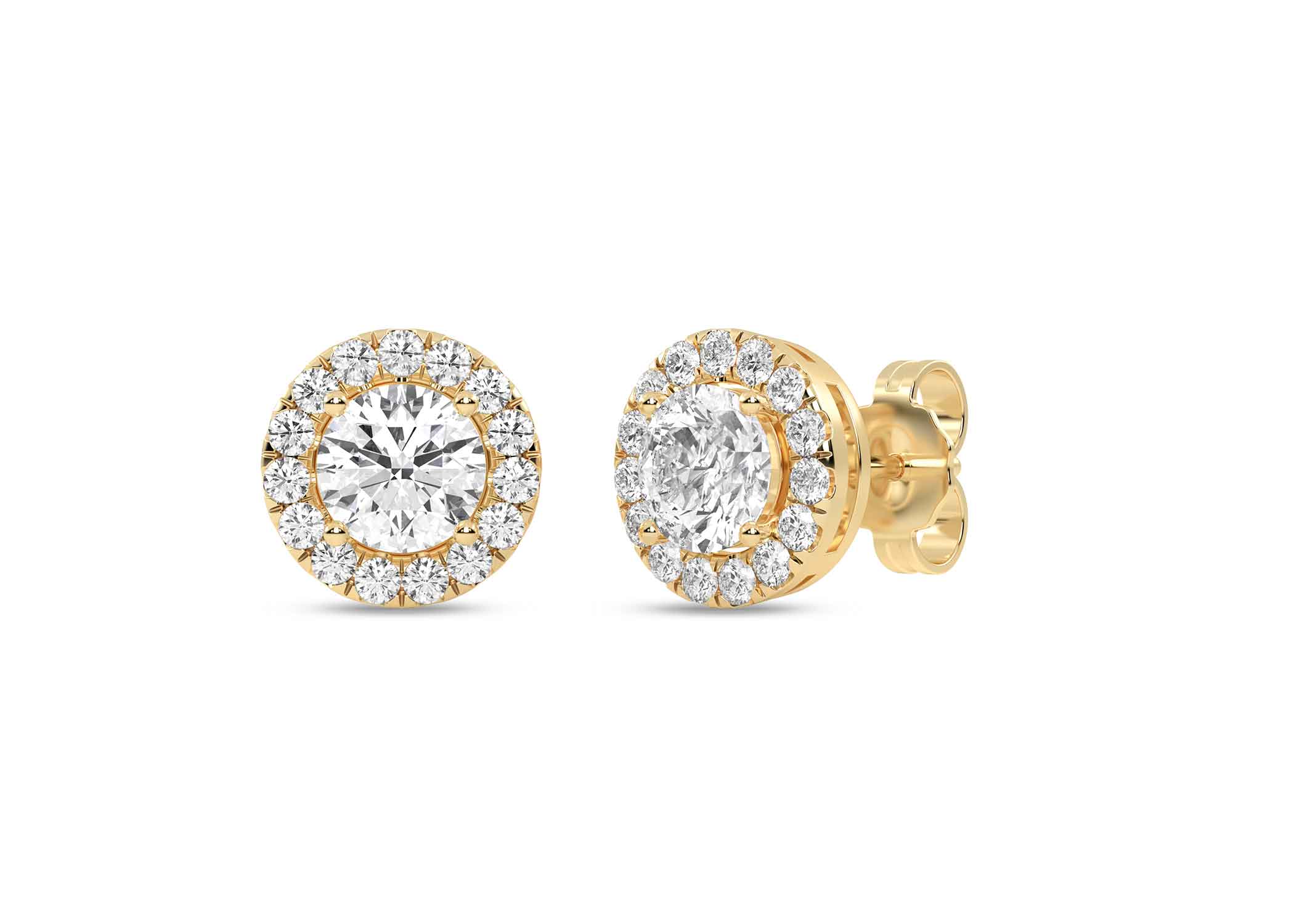 Round Halo Studs - Earring 