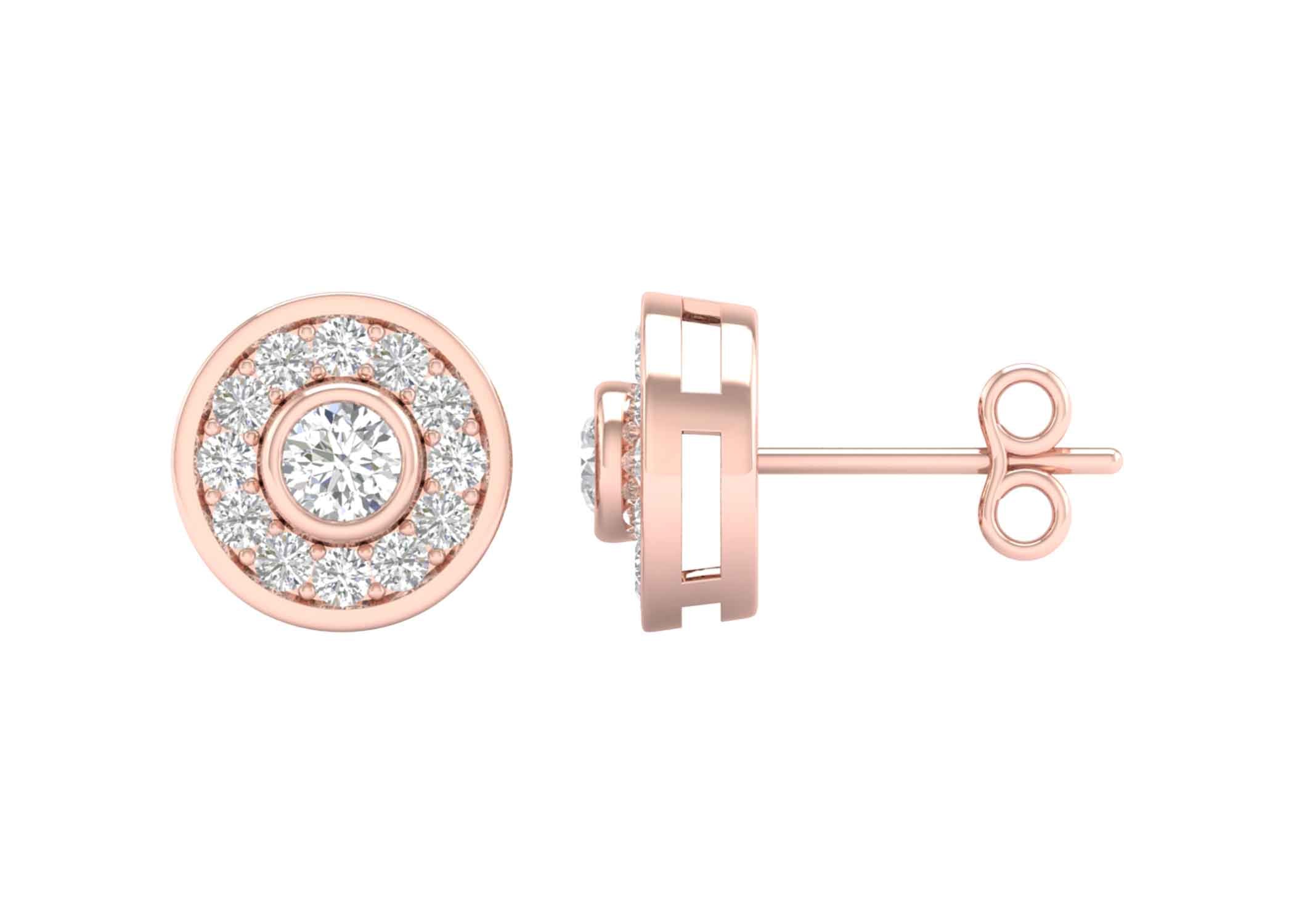 Trailing Round Halo Studs - Earring 
