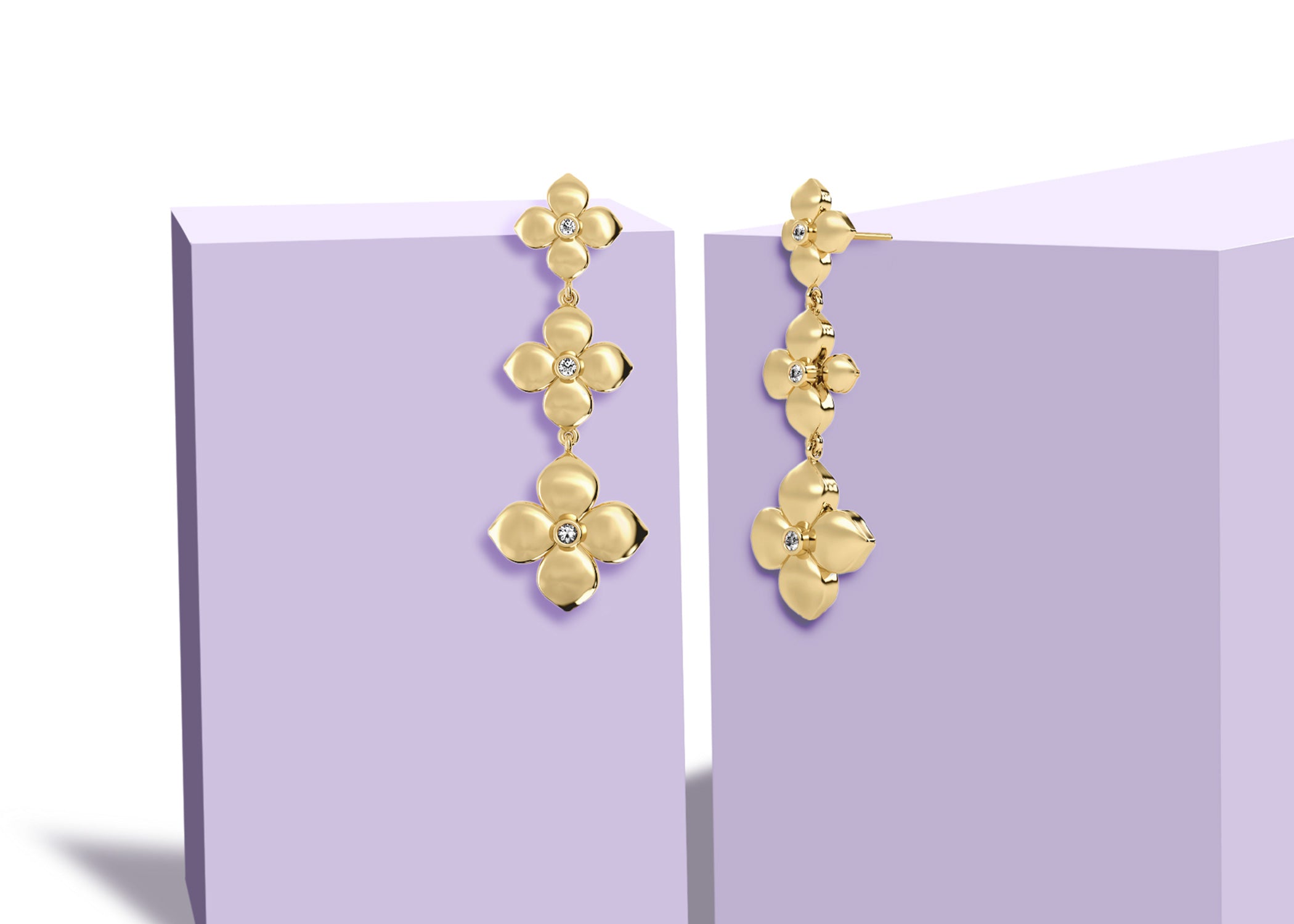 La Fleur 2 Diamond Drop Earrings Replica