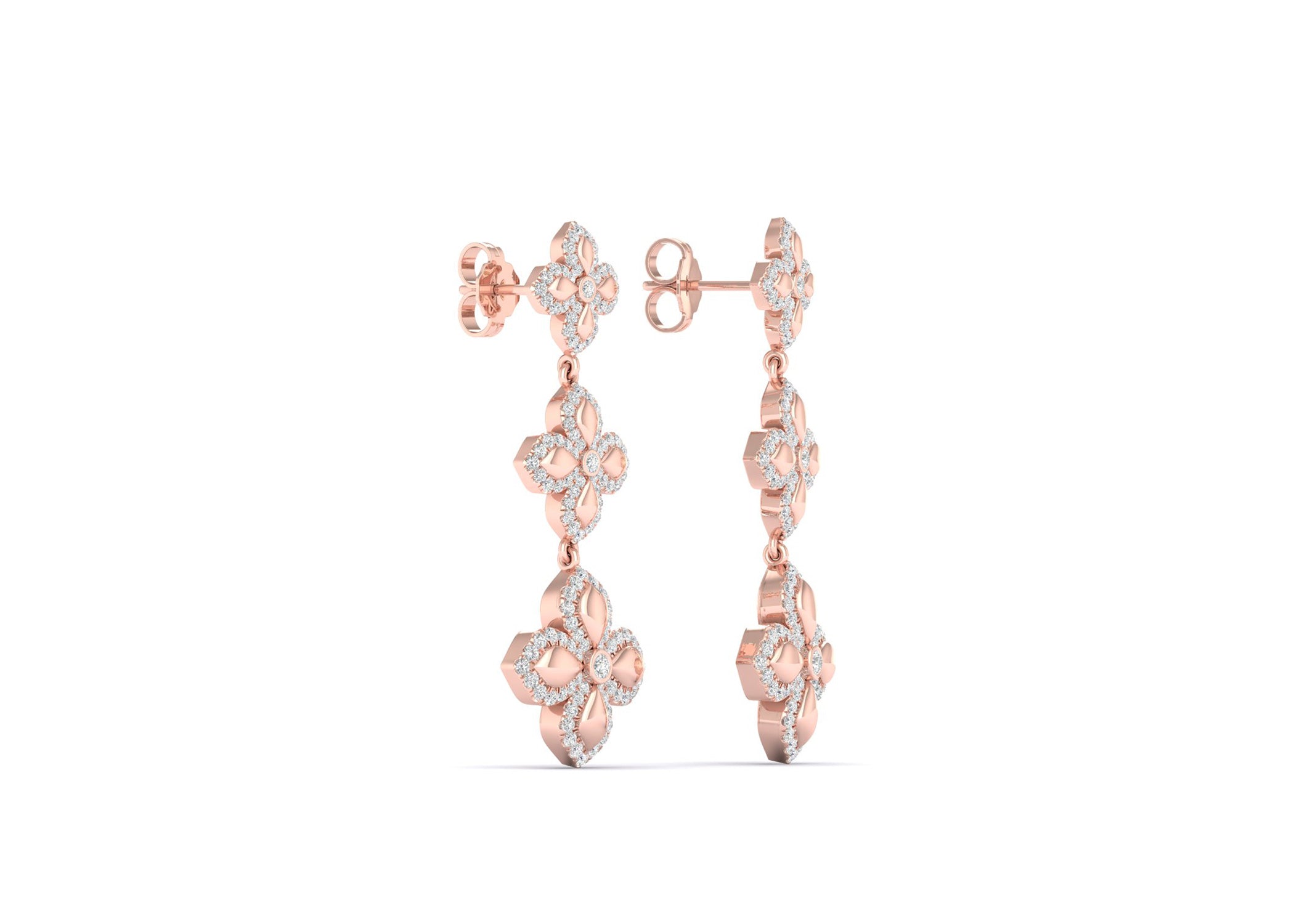 La Fleur 2 Diamond Contour Drop Earrings - Earring 