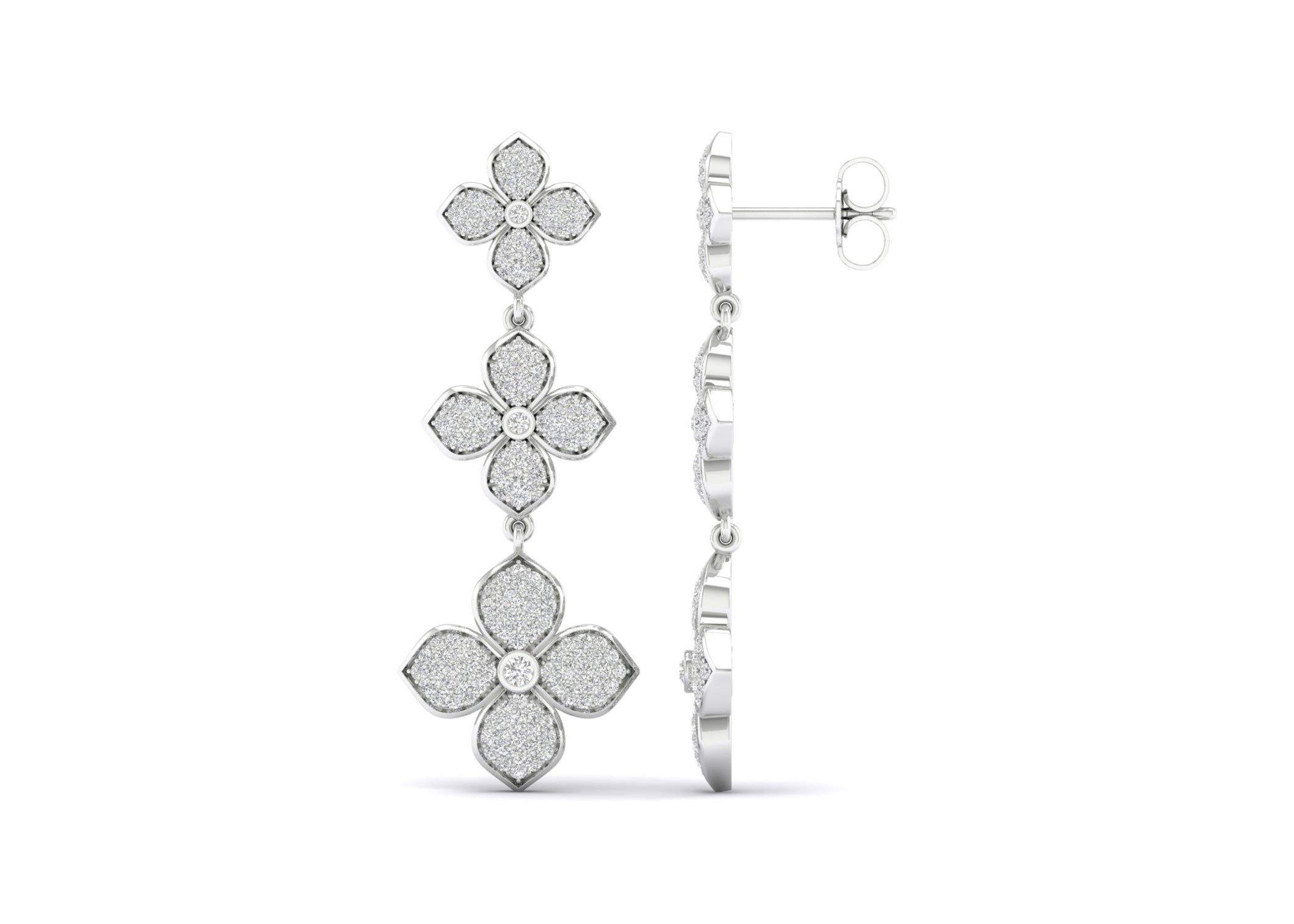 La Fleur 2 Diamond Radiant Drop Earrings Replica