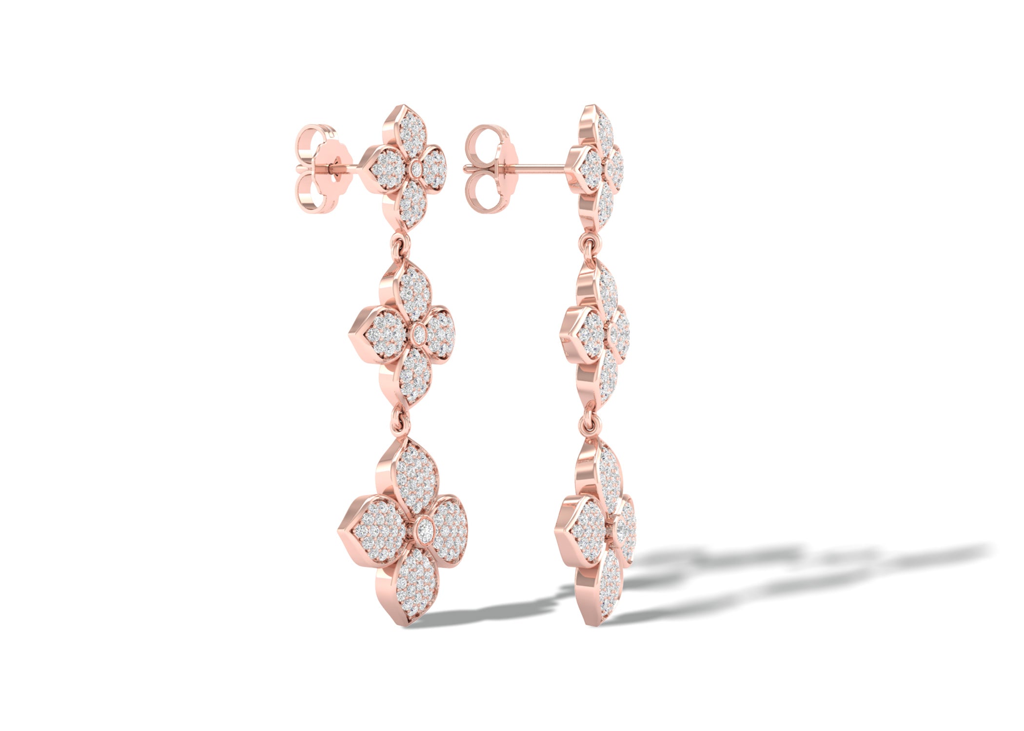 La Fleur 2 Diamond Radiant Drop Earrings Replica