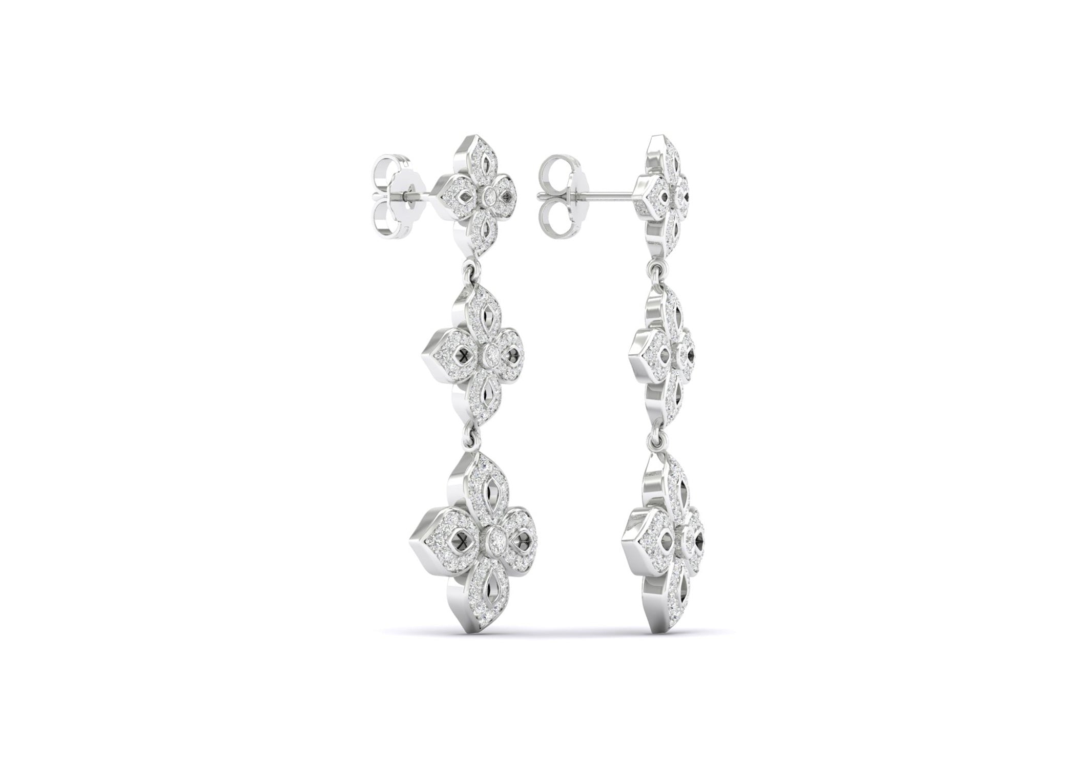 La Fleur 2 Diamond Silhouette Drop Earrings - Earring 