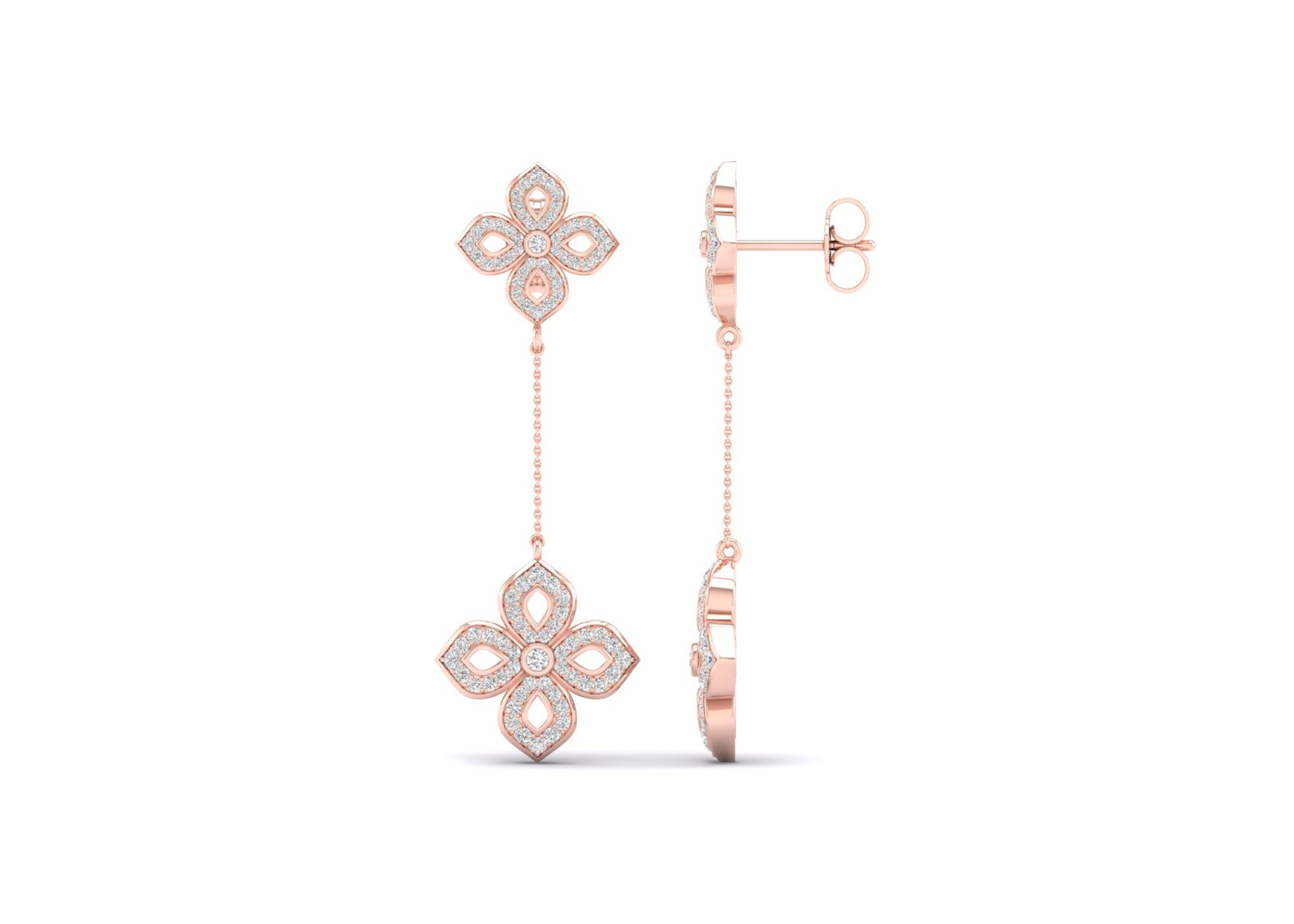 La Fleur Diamond Drop Silhouette Earrings - Earring 
