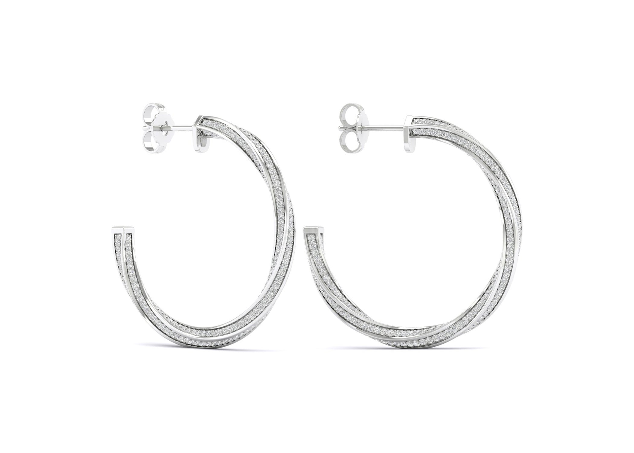 Swirl Diamond Hoops - Earring 