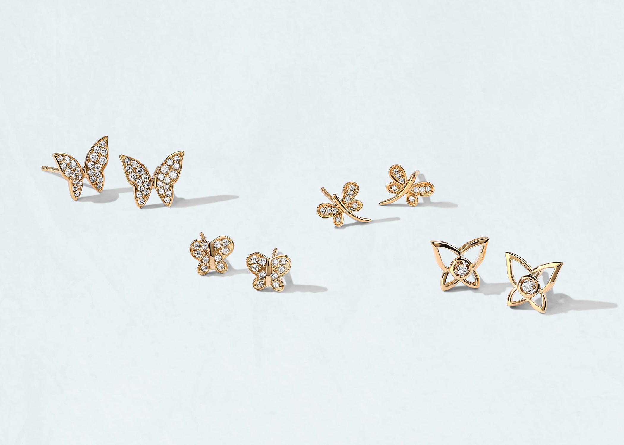 Butterfly Diamond Flutter Studs - Earring 