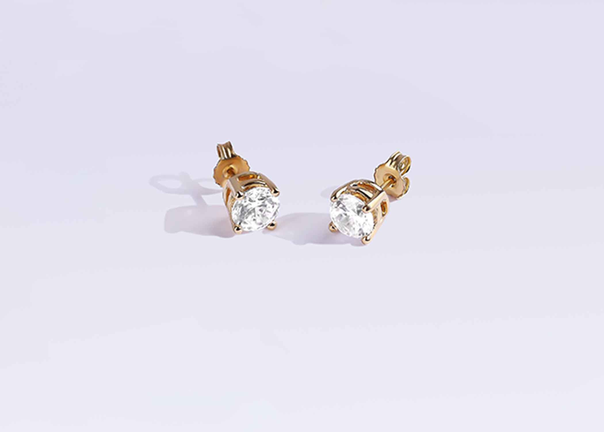Round Solitaire Studs - Earring 