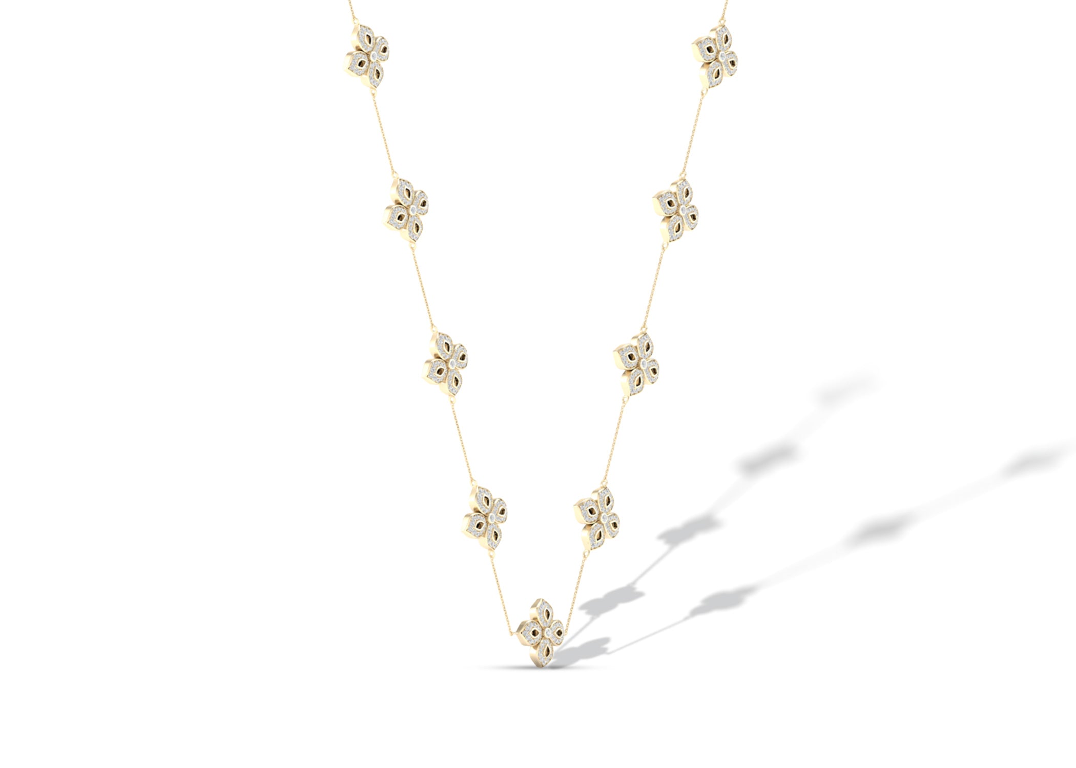 La Fleur Petite Diamond Silhouette Stationed Necklace - Necklace 
