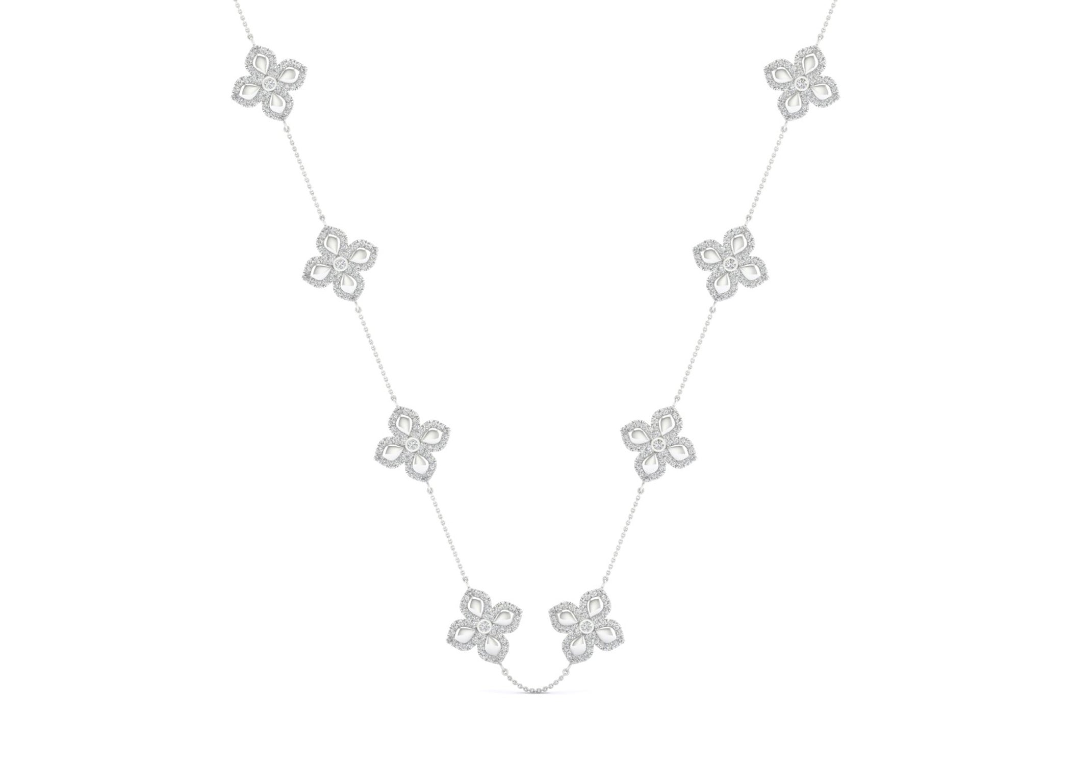 La Fleur Diamond Contour Stationed Necklace - Necklace 