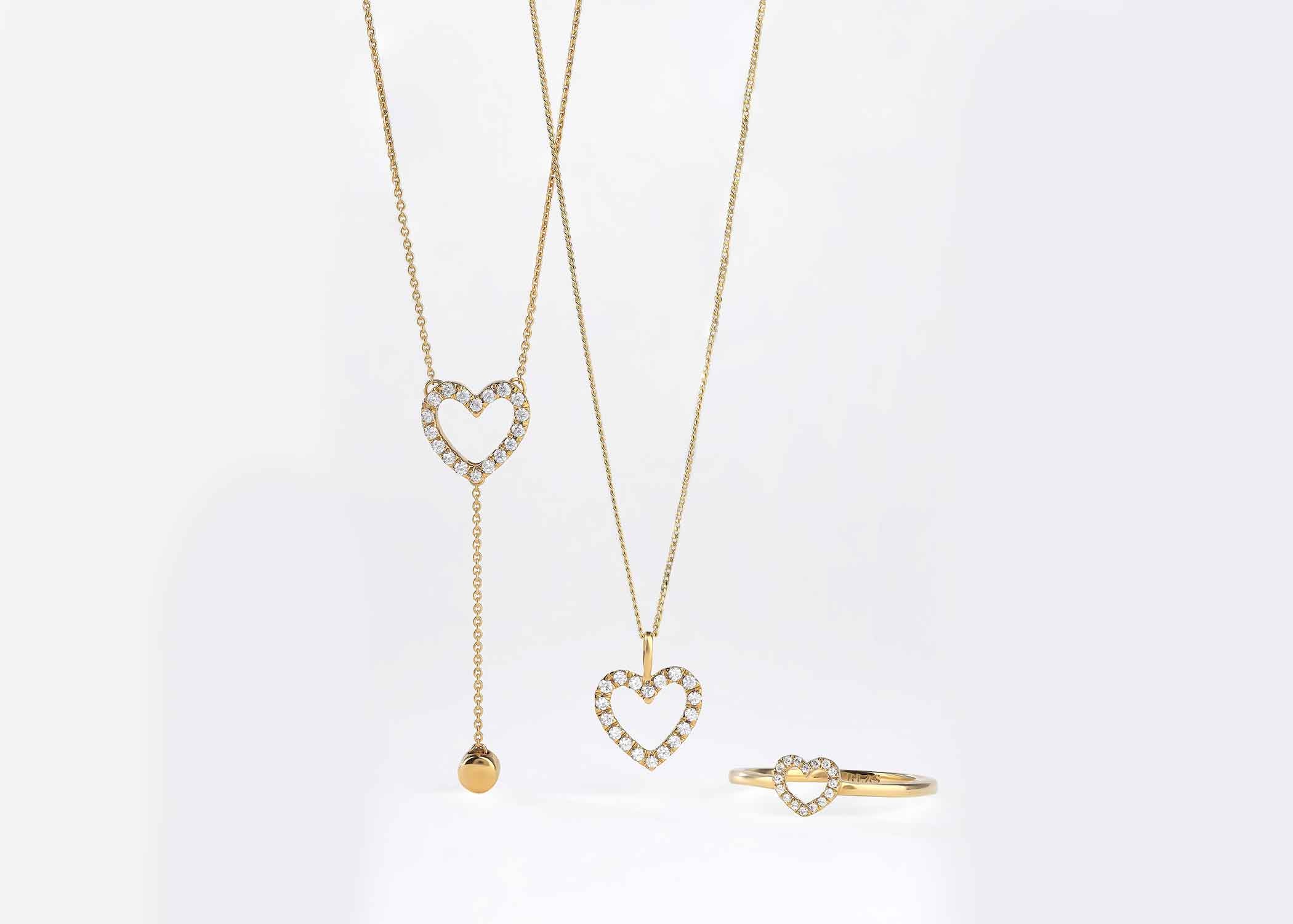 Silhouette Heart Drop Necklace - Necklace 