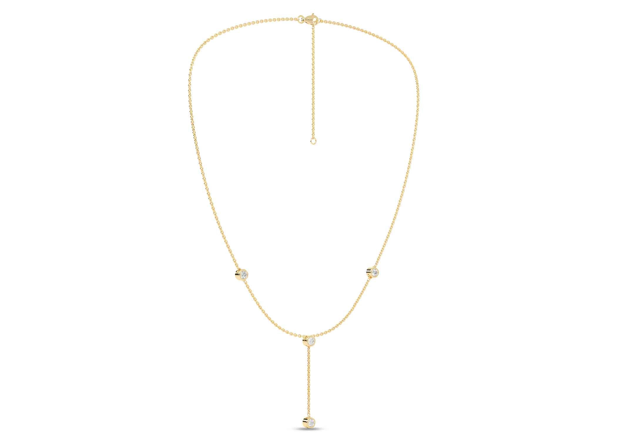 Encompassing Round Stationed Y Necklace - Necklace 