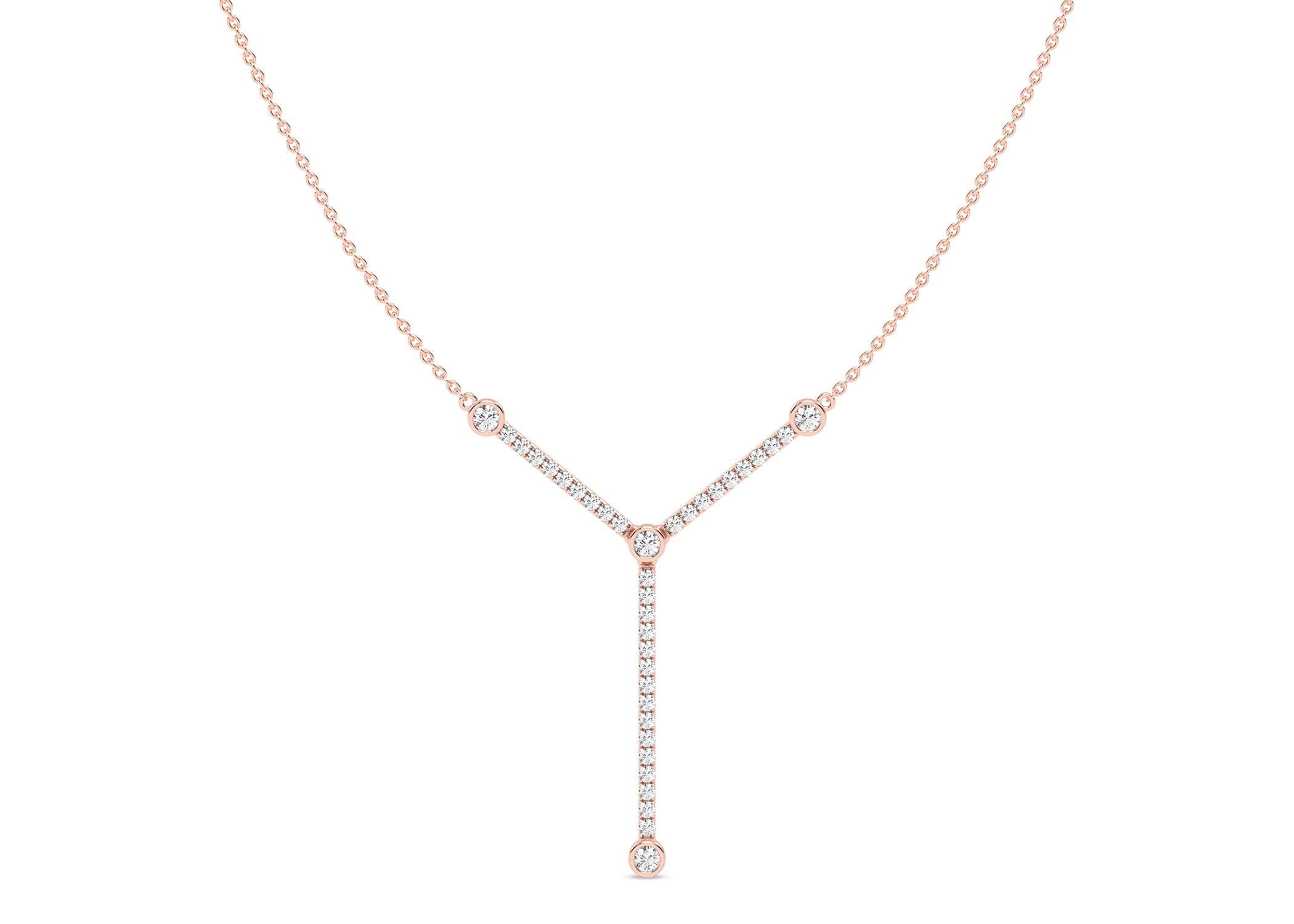 Encompassing Round Stationed Embellished Y Necklace - Necklace 