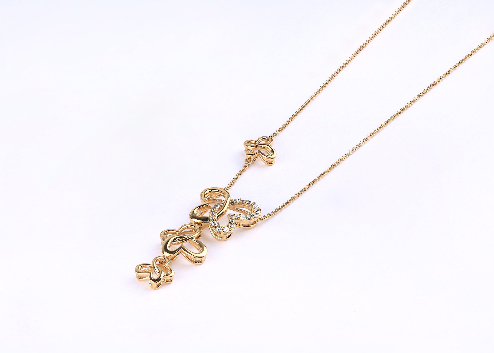 Triple Butterfly Drop Necklace - Necklace 