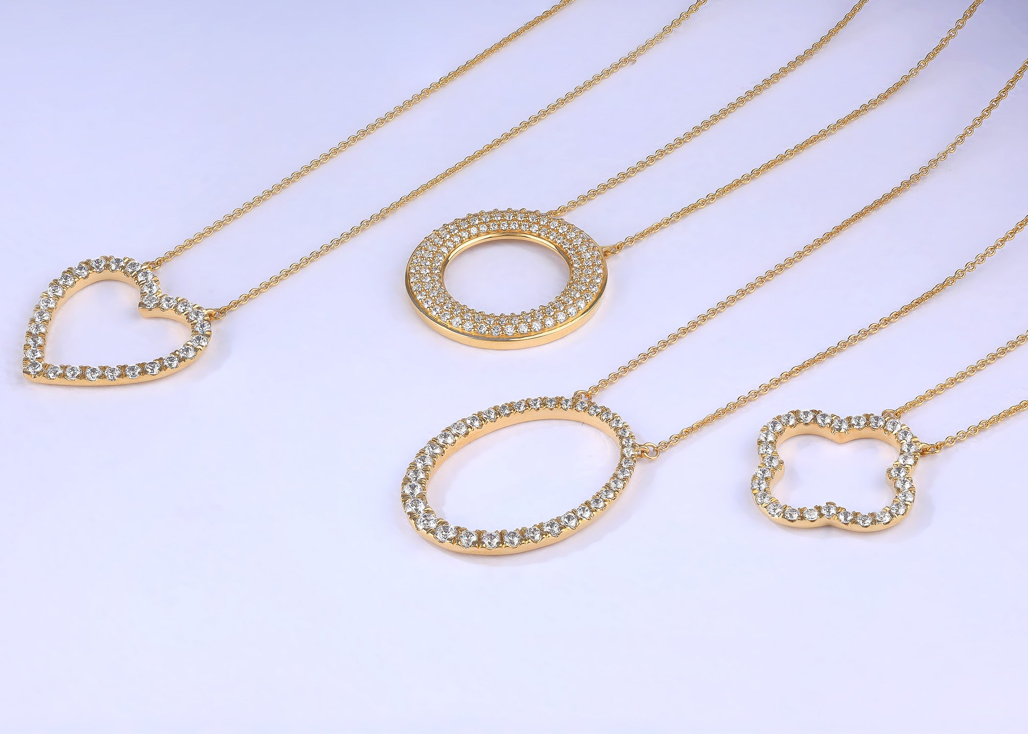 Tapering Ellipse Silhouette Necklace - Necklace 