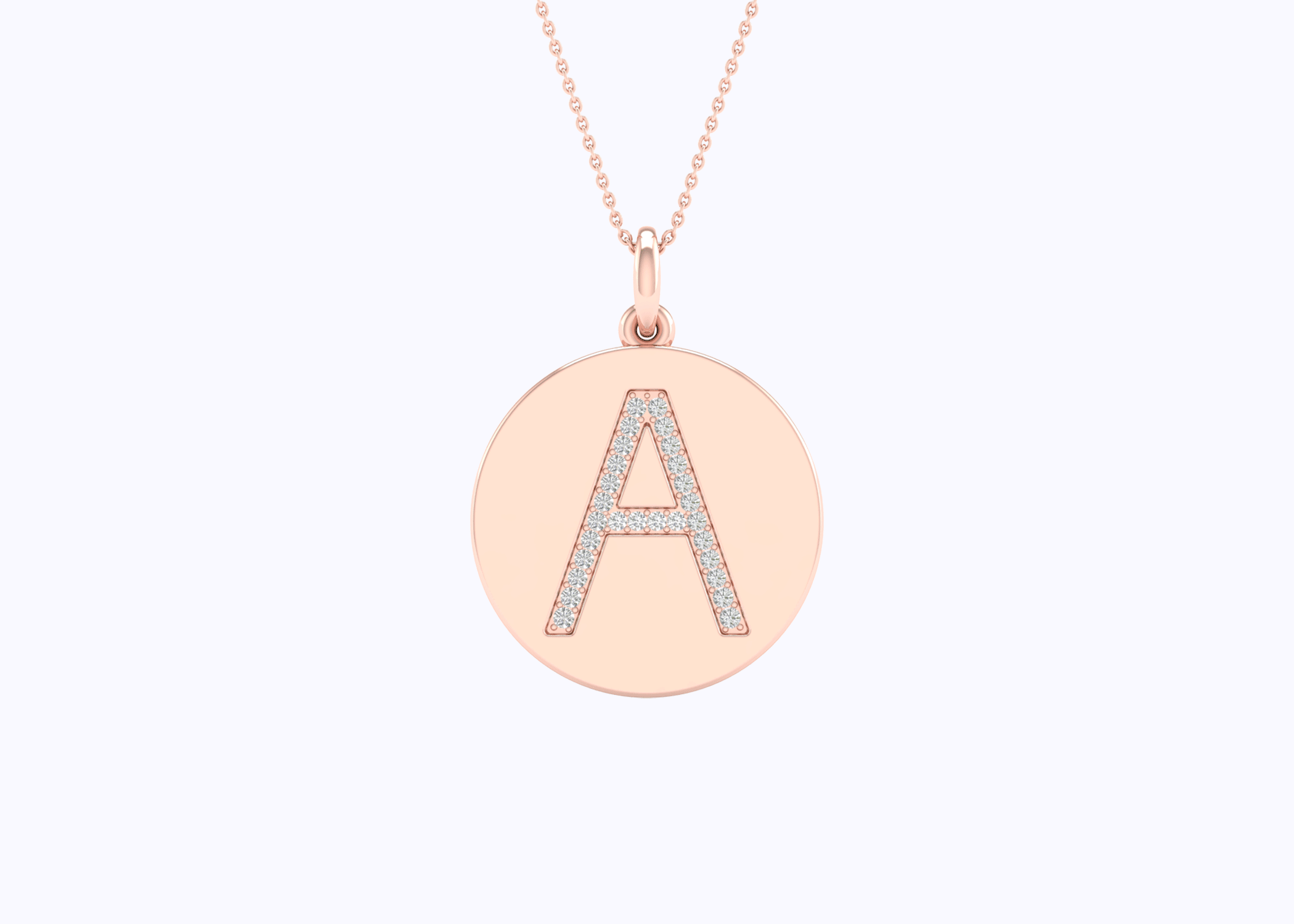 Diamond Initial Disc Necklace - Necklace 