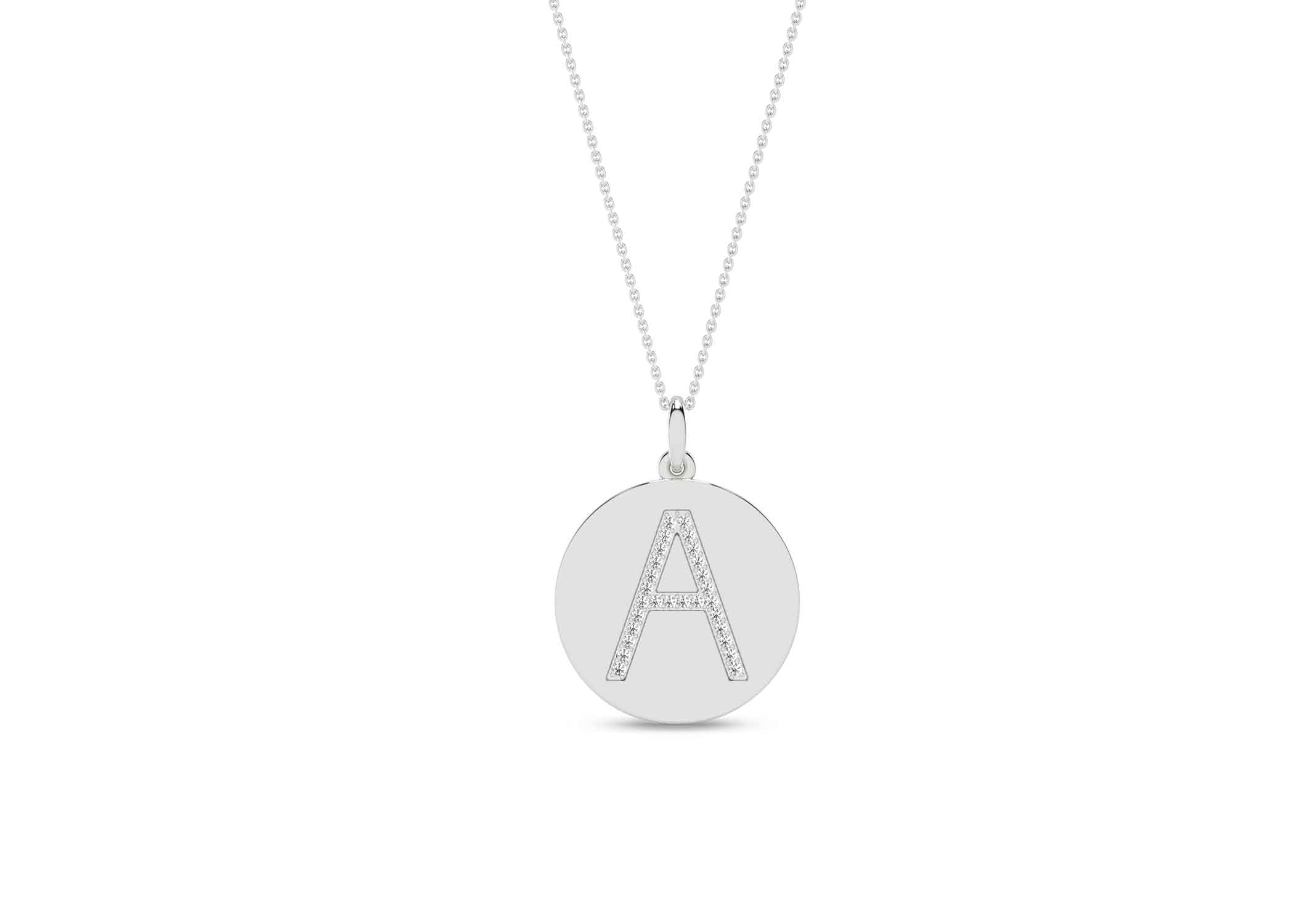 Diamond Initial Disc Necklace - Necklace 