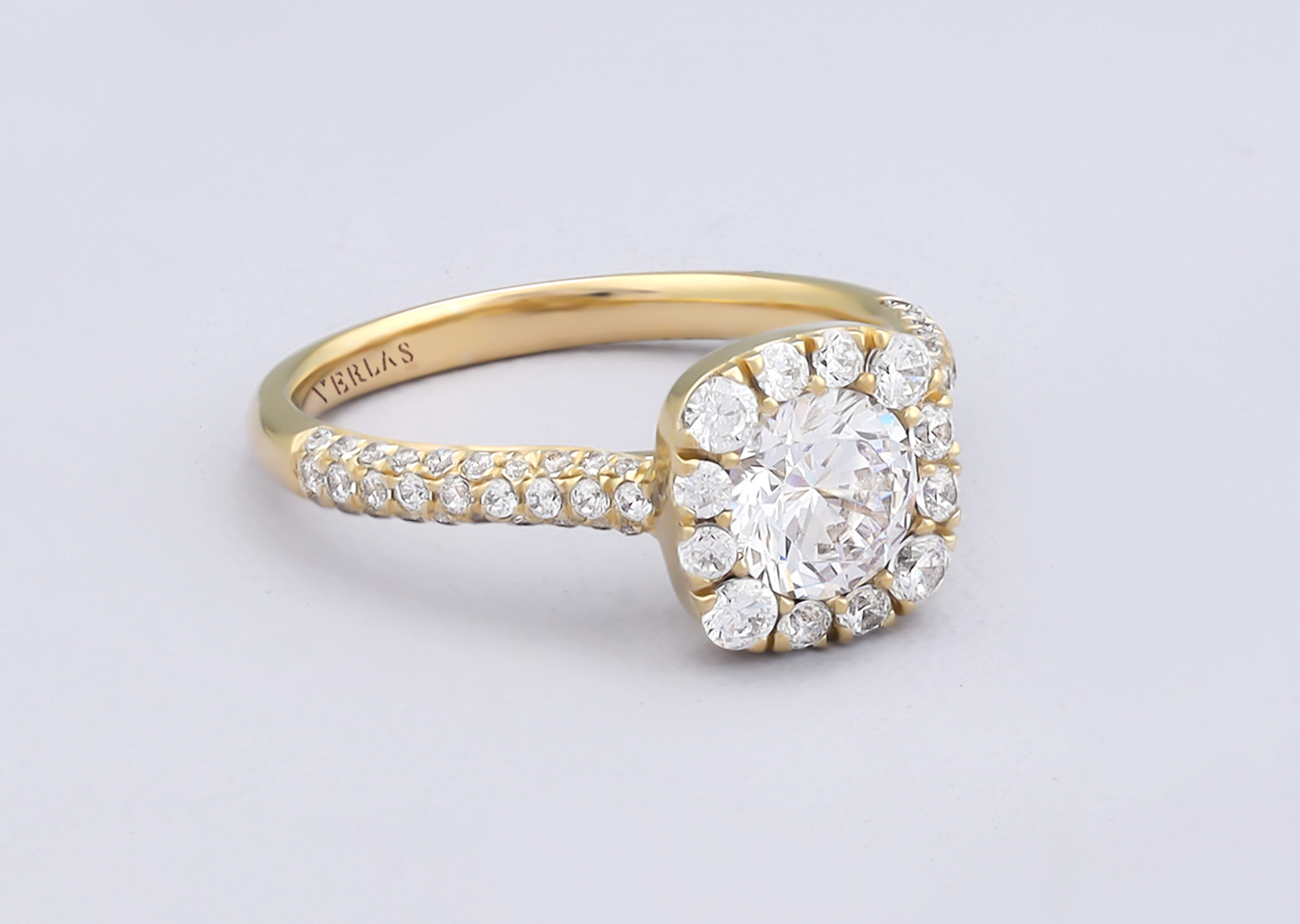 Embellished Iconic Round-Princess Halo Ring Replica