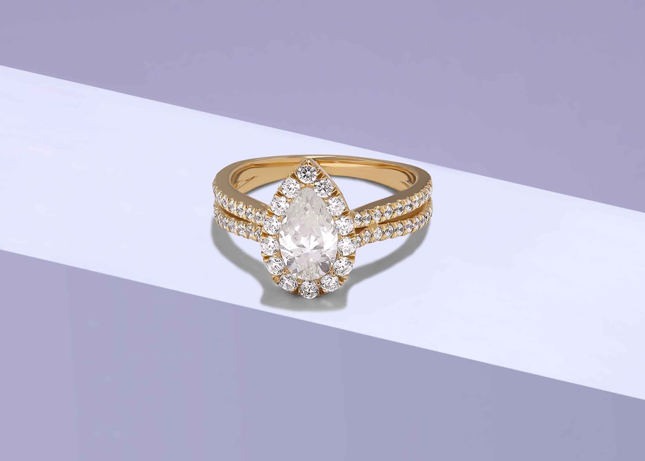 Unified Iconic Dewdrop Halo Ring - Ring 